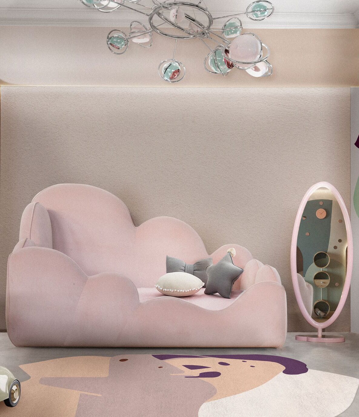 A Beautiful Bedroom With The Mr. Rhino Irregular Shape&nbsp;Rug by Rug'Society