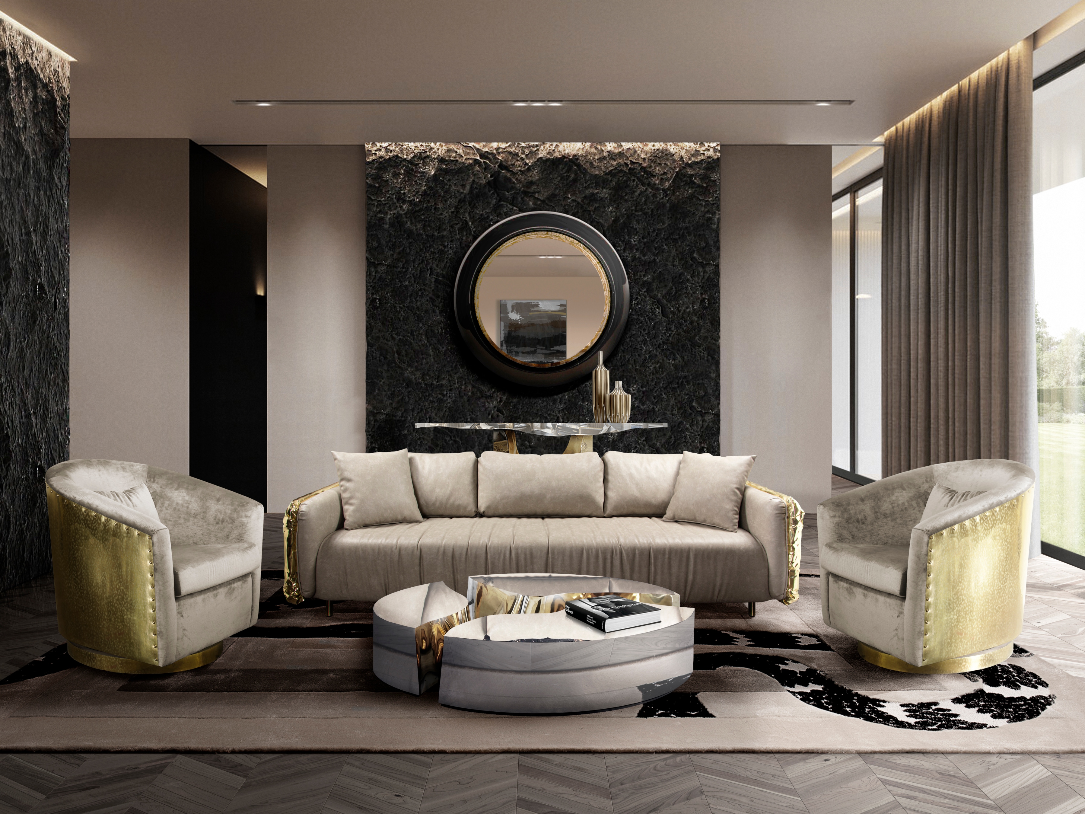 A modern classic living room decor with a neutral Imperial Snake&nbsp;Rug by Rug'Society