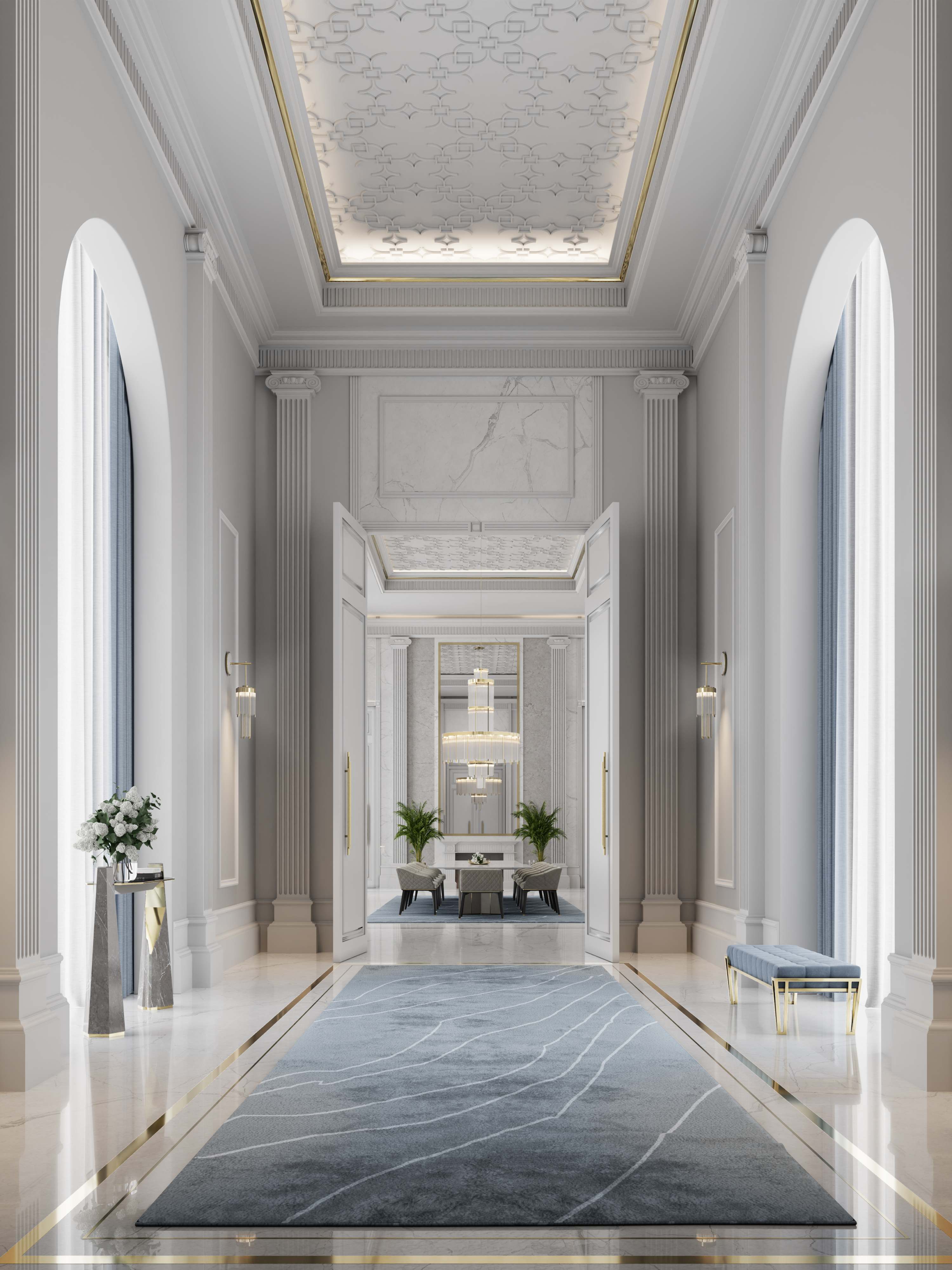 A SIMPLE AND PEACEFUL HOTEL HALLWAY WITH THE WARAO&nbsp;RUG by Rug'Society
