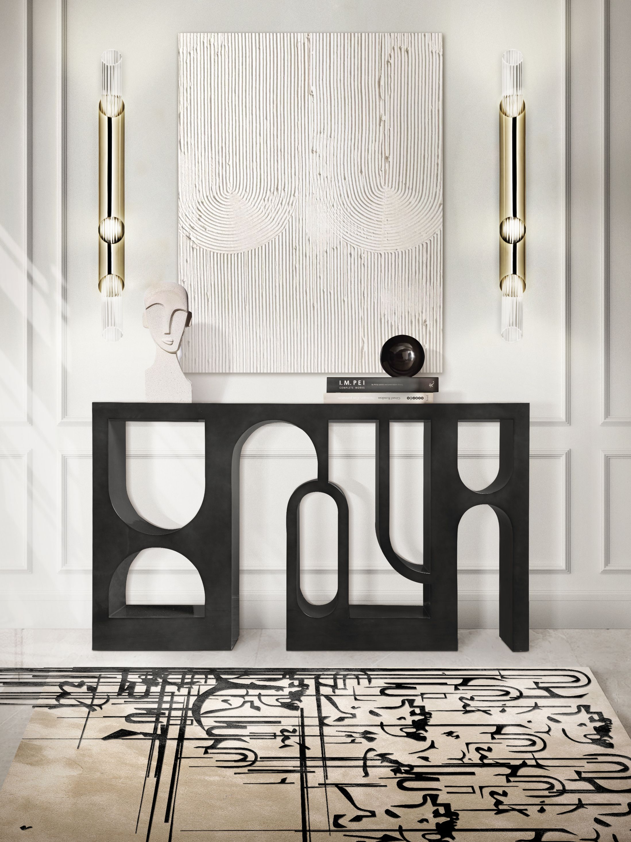Abstract Hallway with the Artistic Black Ink&nbsp;Rug by Rug'Society