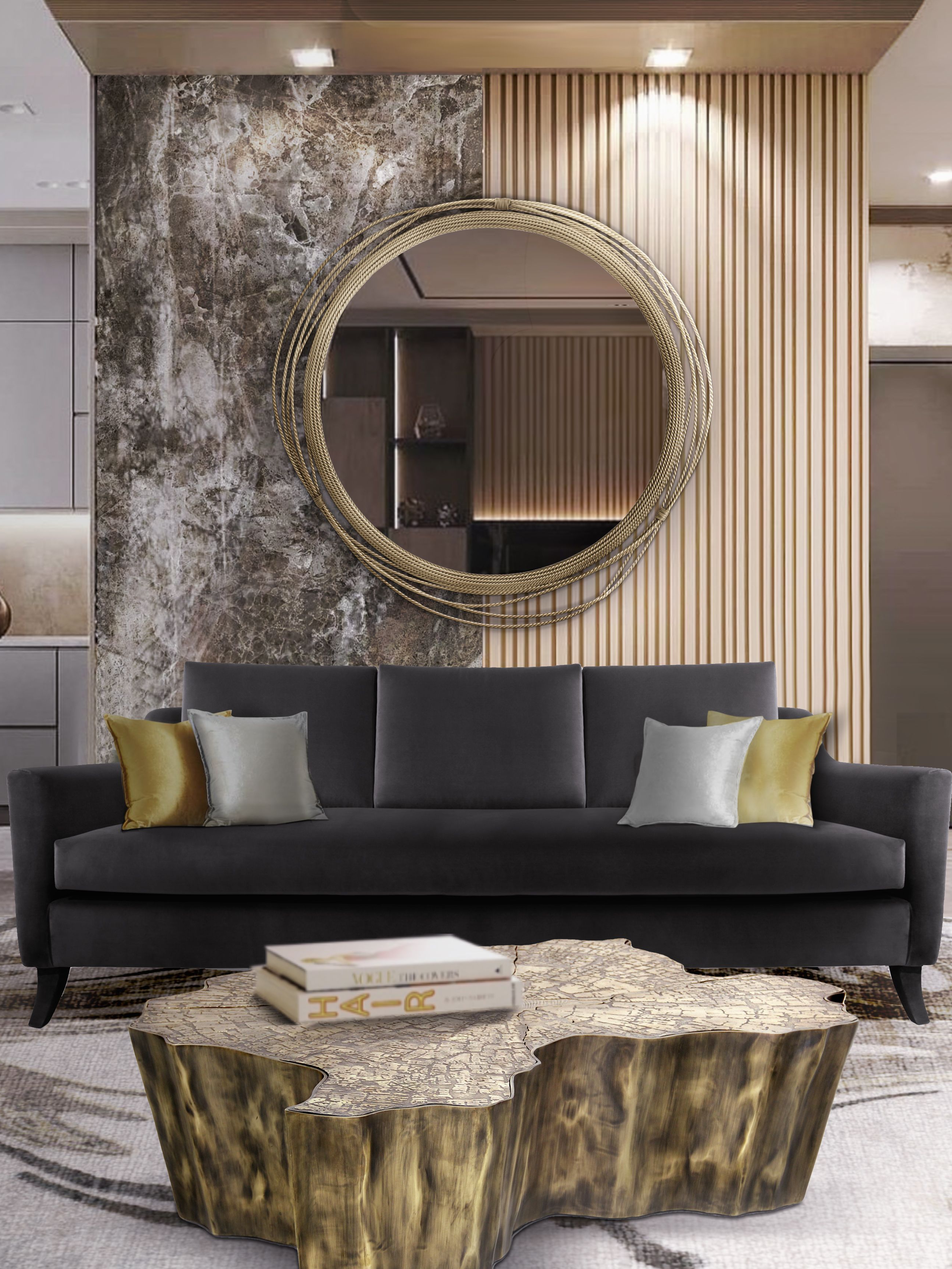 Alluring Living Room with the Neptuno&nbsp;Rug by Rug'Society