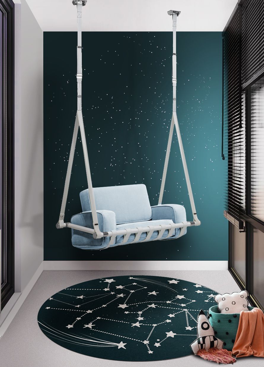 Amazing Luxury Kids Playroom With Stellar Round&nbsp;Rug by Rug'Society