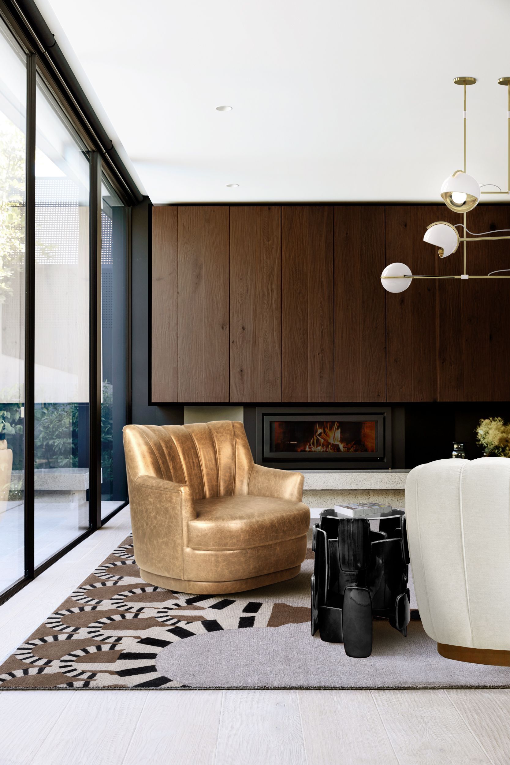 Apollo Neutral Rug In A Mid-Century Living&nbsp;Room by Rug'Society