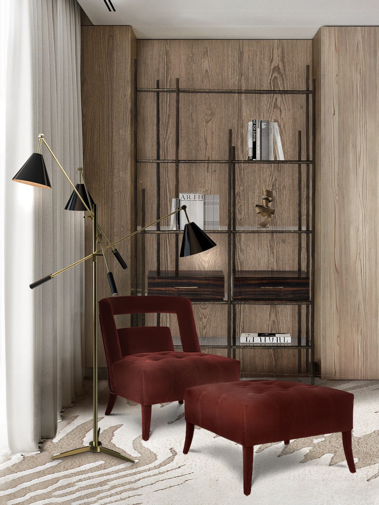 Autumn Color Palette Reading Corner With Kotta Modern&nbsp;Rug by Rug'Society