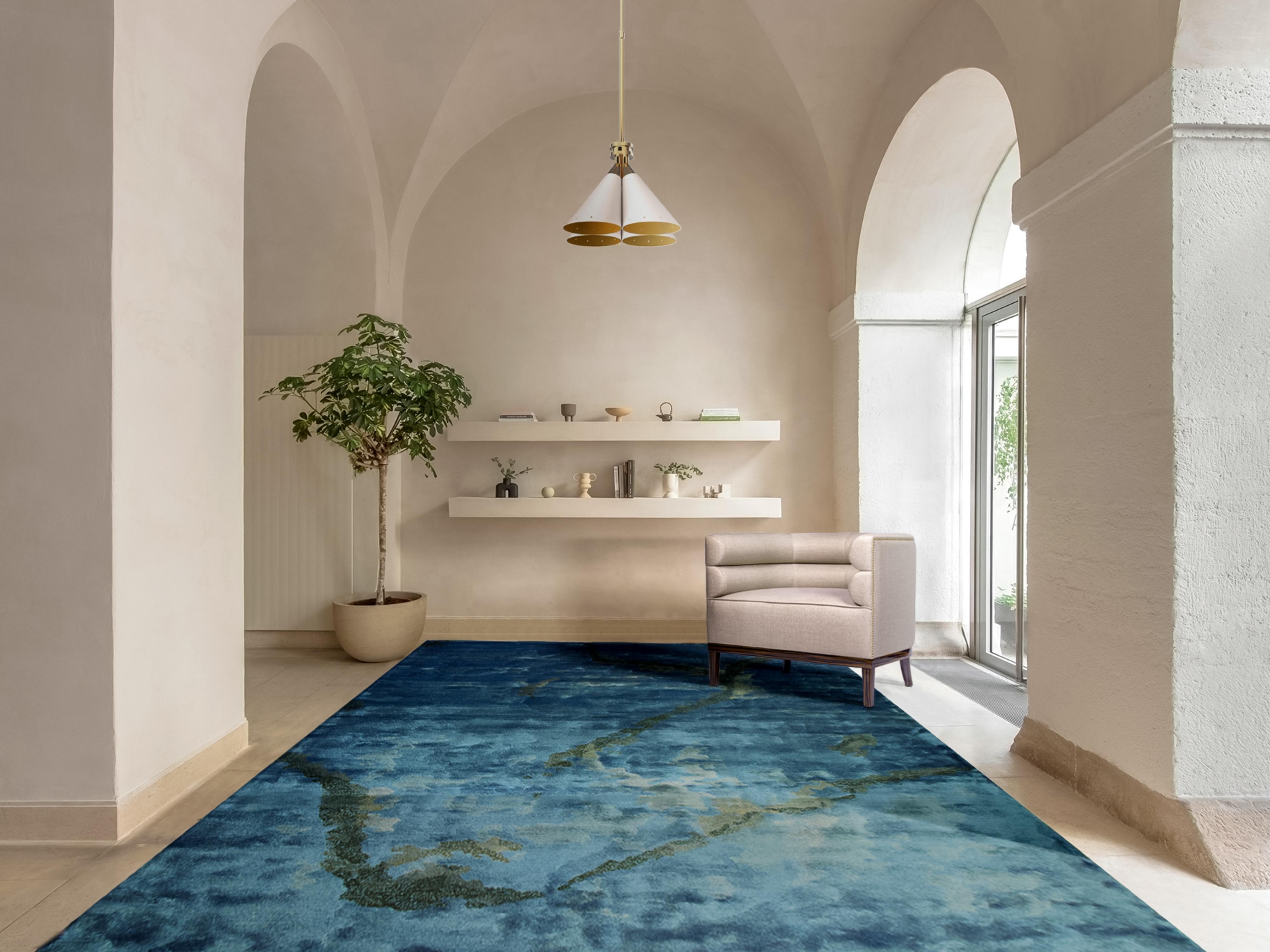 Beautiful and contemporary hallway design with Miro&nbsp;rug by Rug'Society