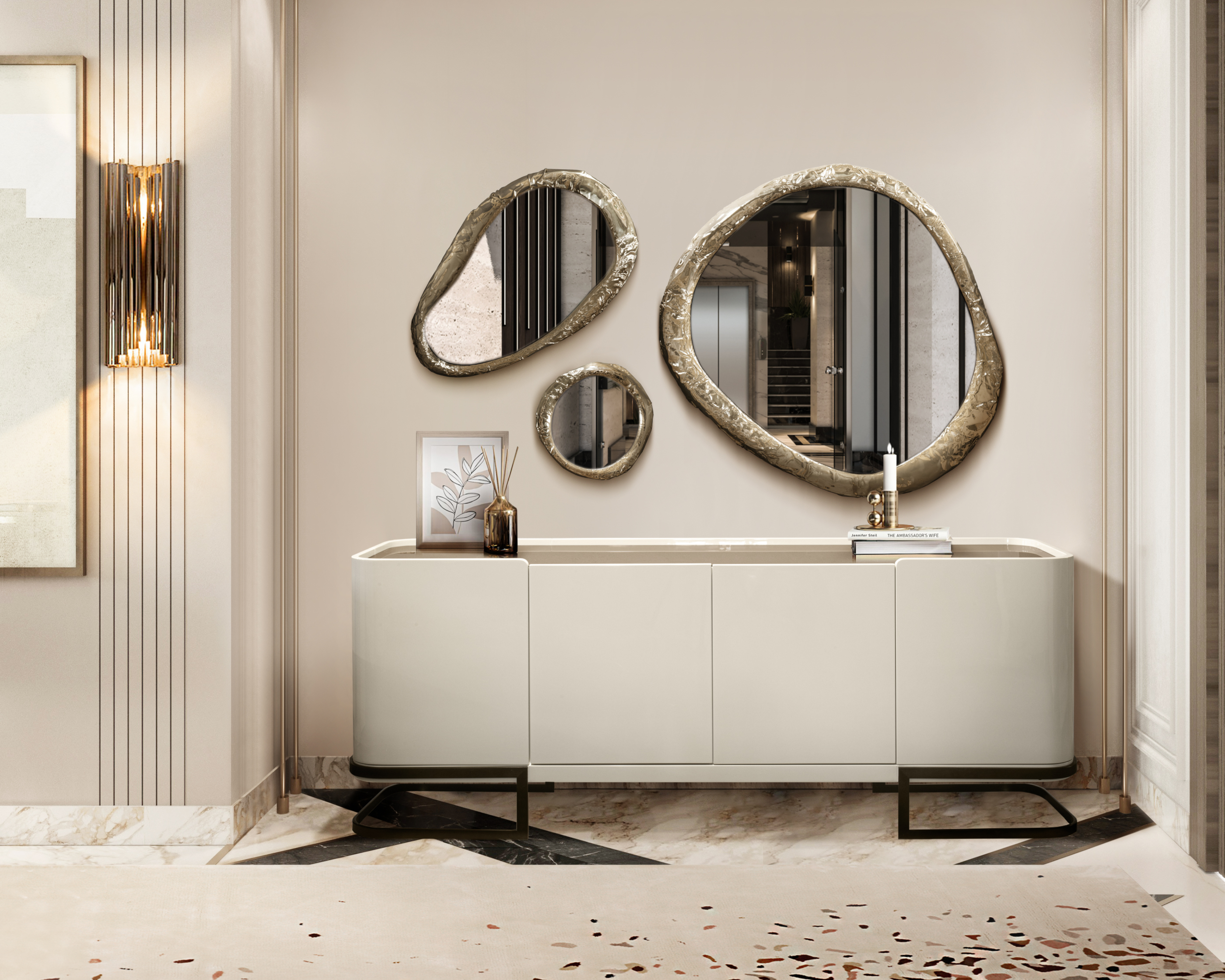 Beautiful and Luxurious hallway with Terrazzo&nbsp;rug by Rug'Society