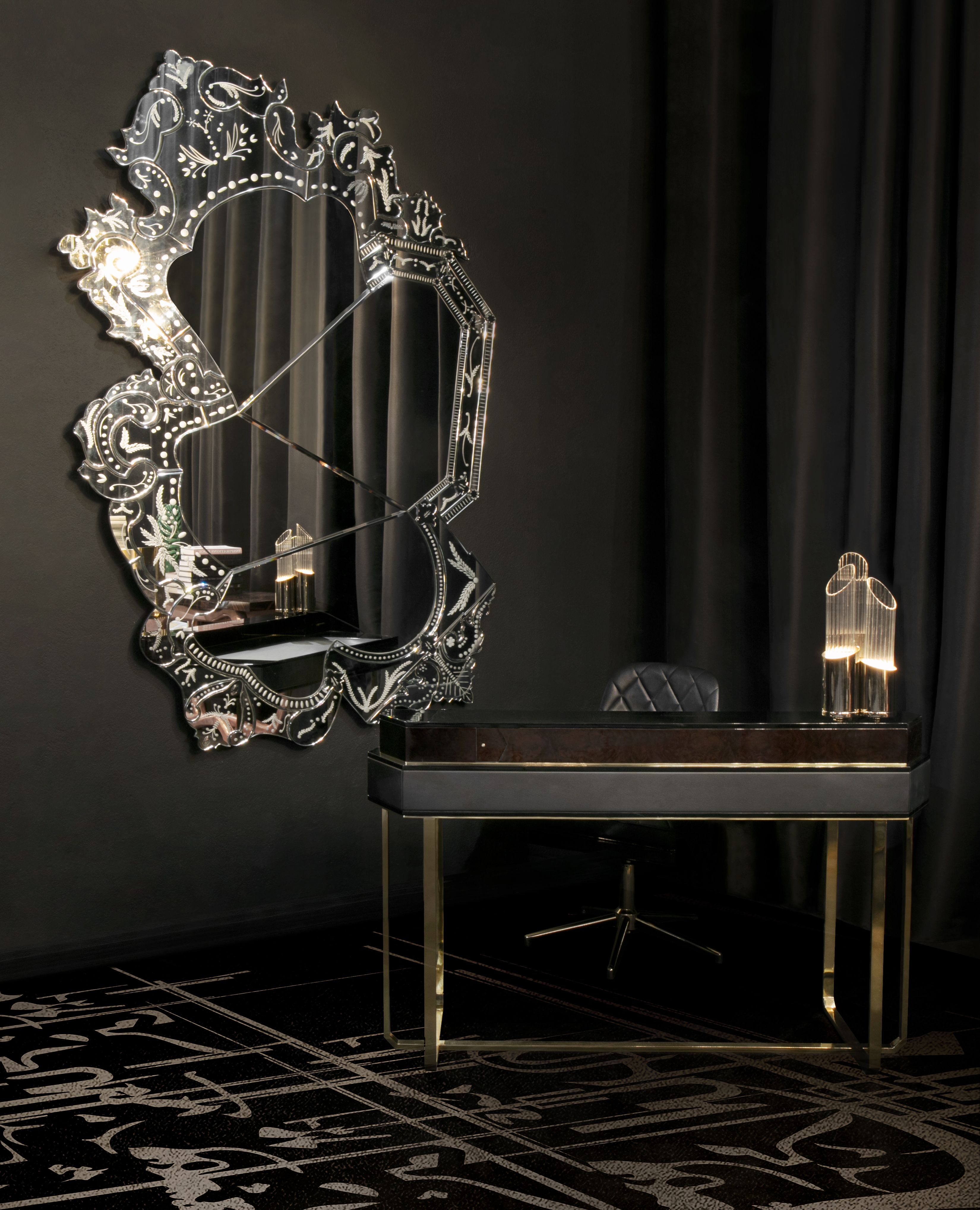 Black Office With Blanc Ink&nbsp;Rug by Rug'Society