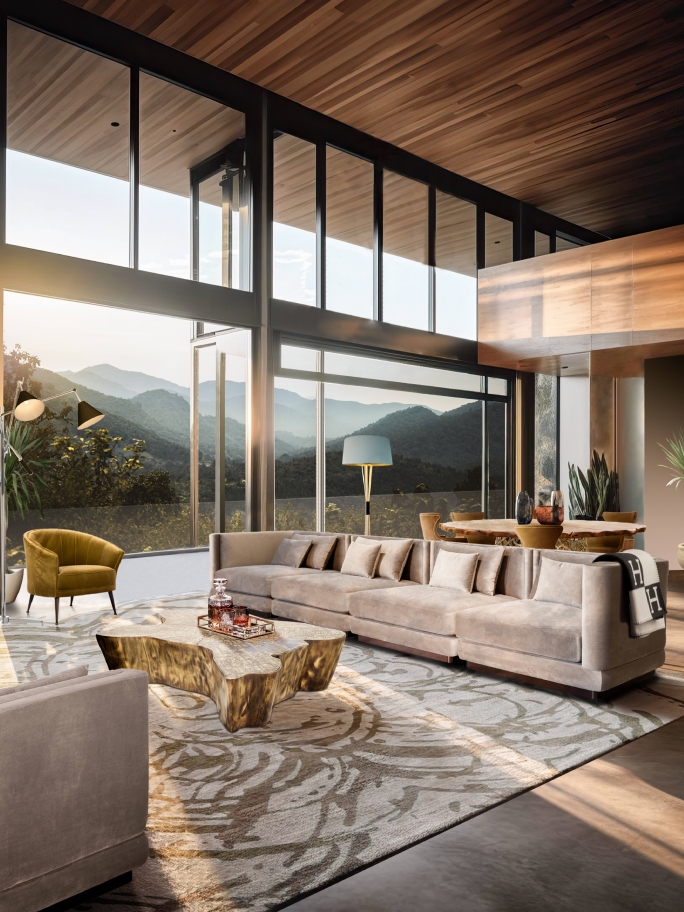 Bright Elegant Living Room With The Merfilus Square&nbsp;Rug by Rug'Society