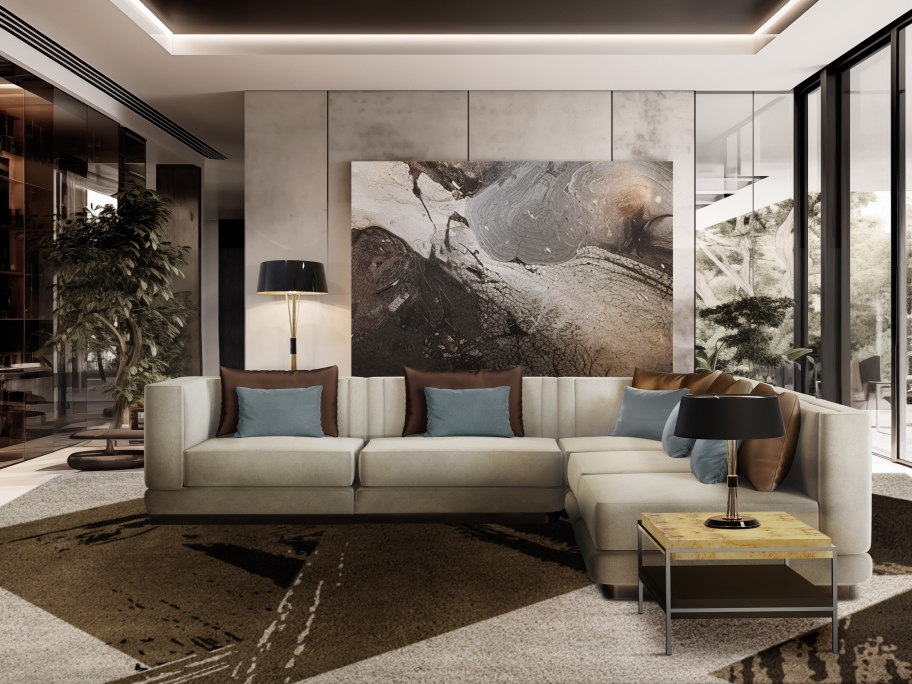 Chic Modern Living Room With The Calipso&nbsp;Rug by Rug'Society