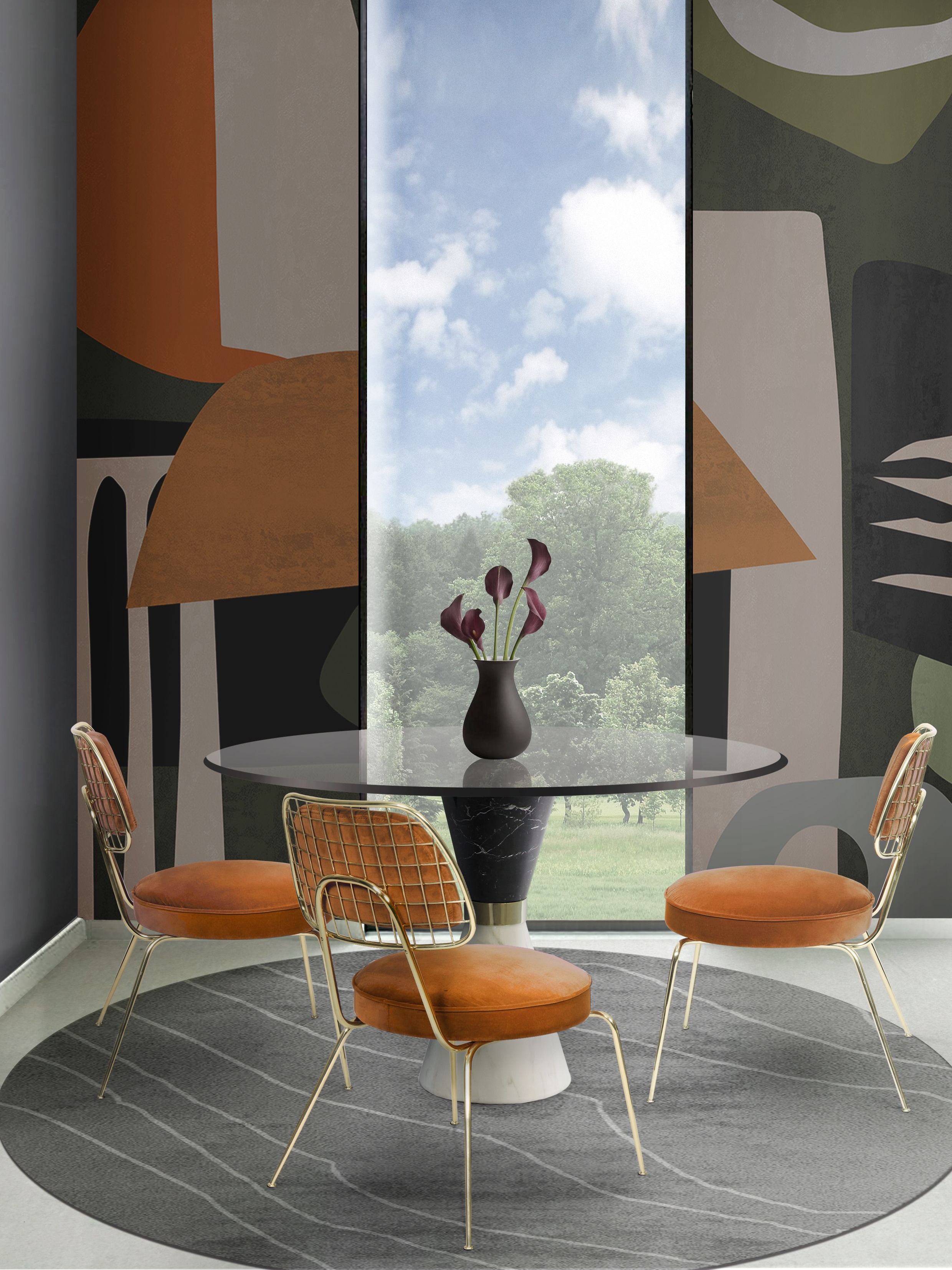 Classic and Comforting, a Perfect High-end Dining Room with Warao Round&nbsp;Rug by Rug'Society