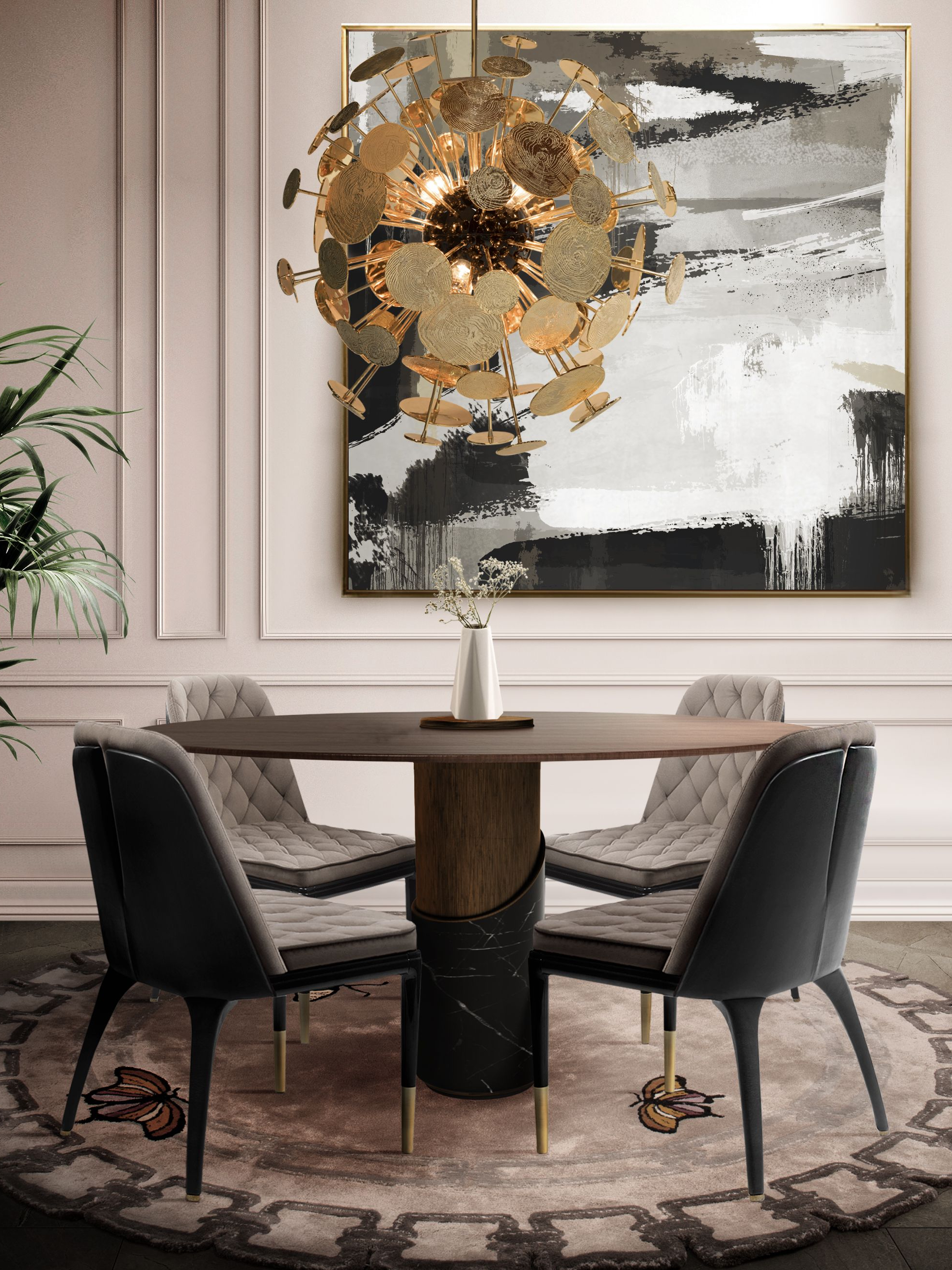 Classic Dining Room Ambiance with the Dazzling Metamorphosis&nbsp;Rug by Rug'Society