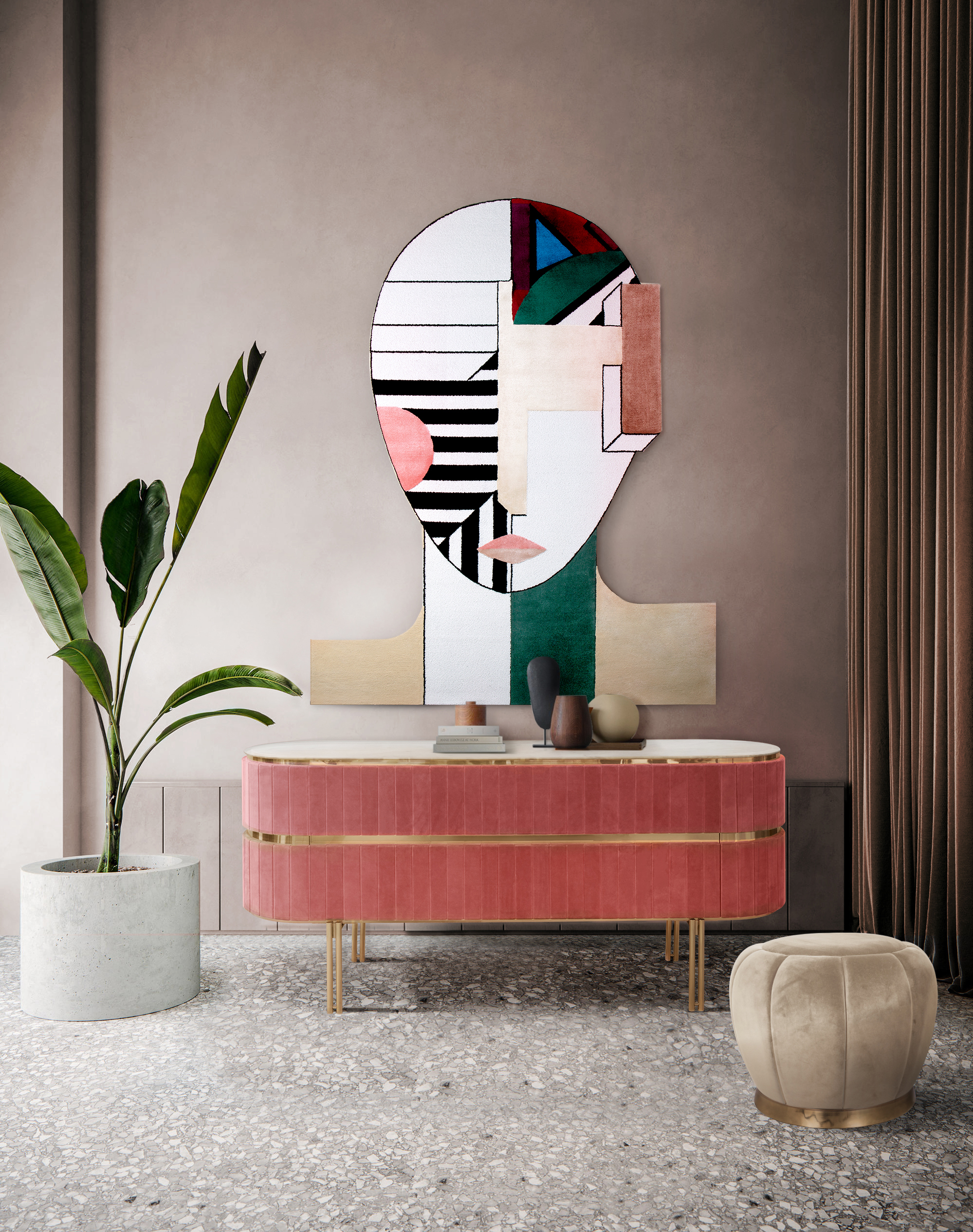 Colorful Hallway With Oscar Geometric&nbsp;Rug by Rug'Society