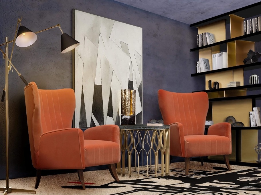 Contemporary Colorful Library Design With Inkage&nbsp;Rug by Rug'Society