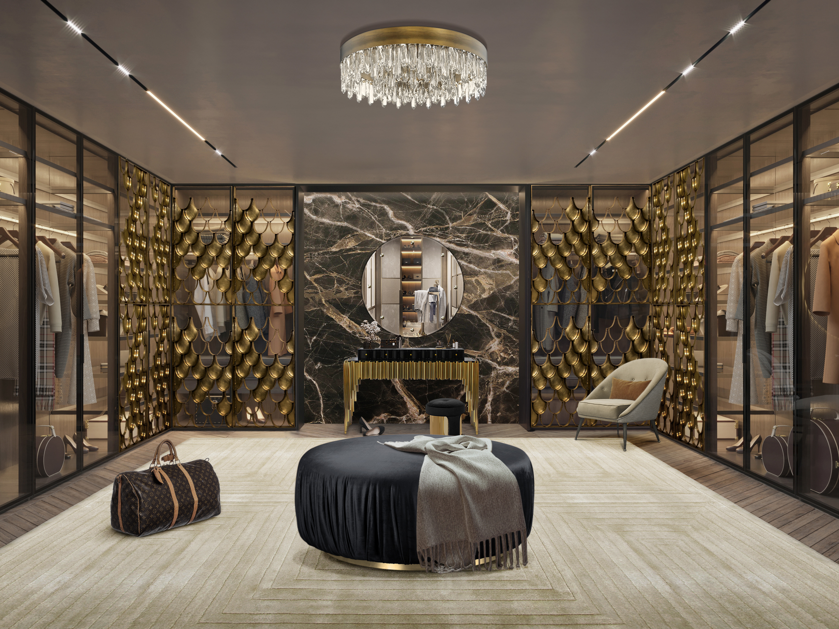 CONTEMPORARY DRESSING ROOM DESIGN WITH WHITE GARDEN&nbsp;RUG by Rug'Society