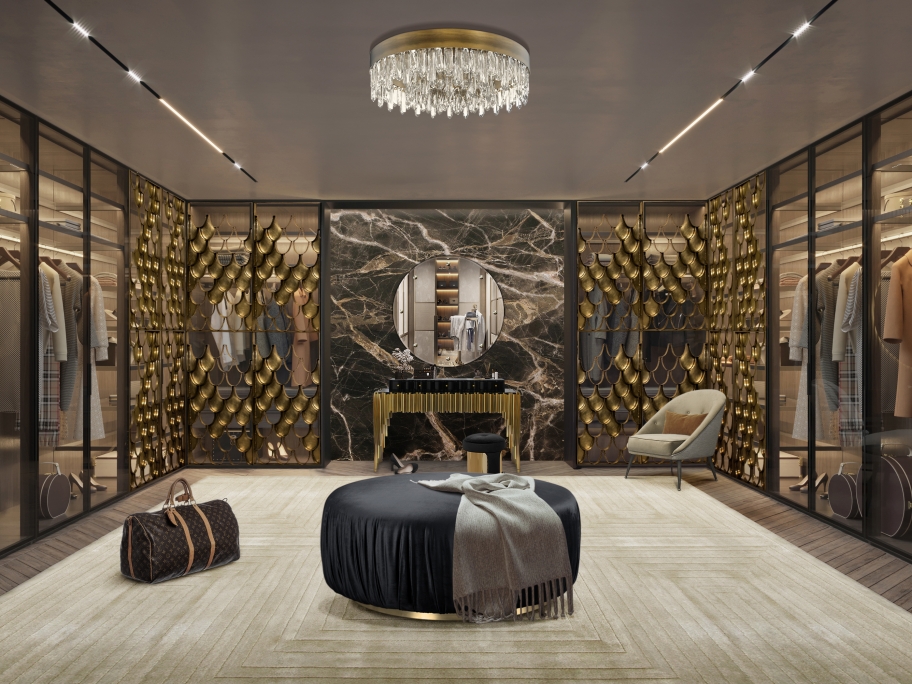 CONTEMPORARY DRESSING ROOM DESIGN WITH WHITE GARDEN&nbsp;RUG by Rug'Society