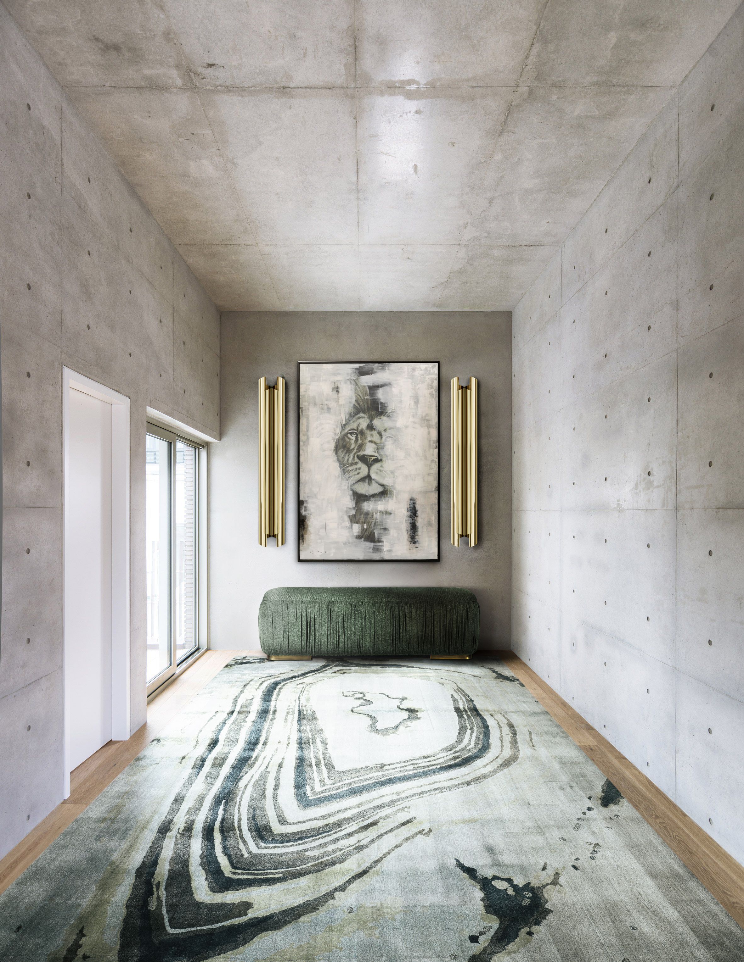 Contemporary Hallway With Agatha Botanical&nbsp;Rug by Rug'Society
