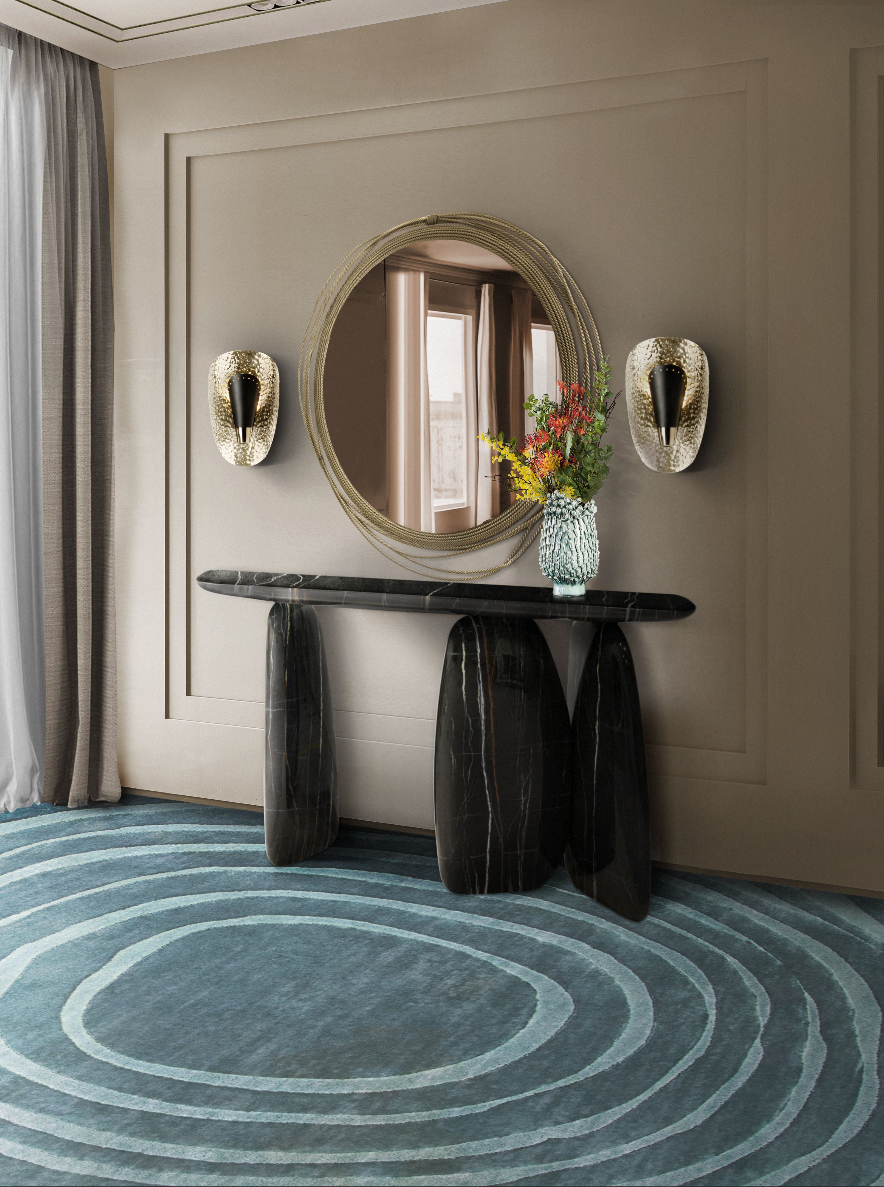 Contemporary Hallway With Eye Blue&nbsp;Rug by Rug'Society