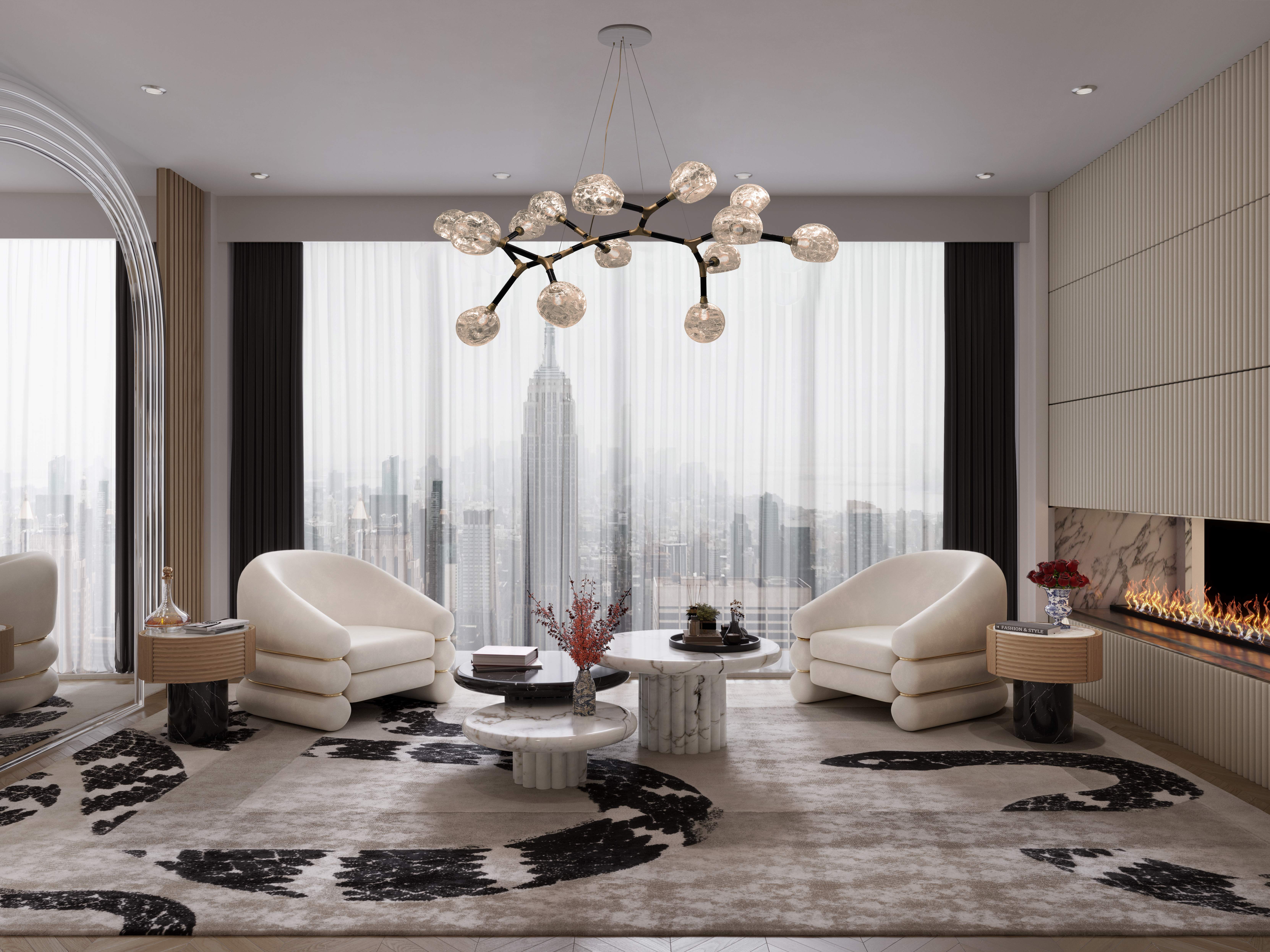 CONTEMPORARY LIVING ROOM DESIGN WITH THE BEAUTIFUL IMPERIAL SNAKE&nbsp;RUG by Rug'Society