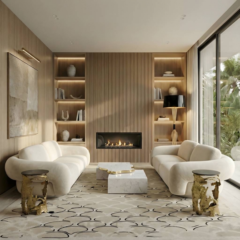 Contemporary Living Room With Koi Rug - Rug'Society
