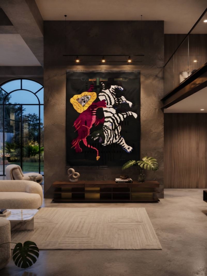 Contemporary Living Room With Spirit Rug - Rug'Society
