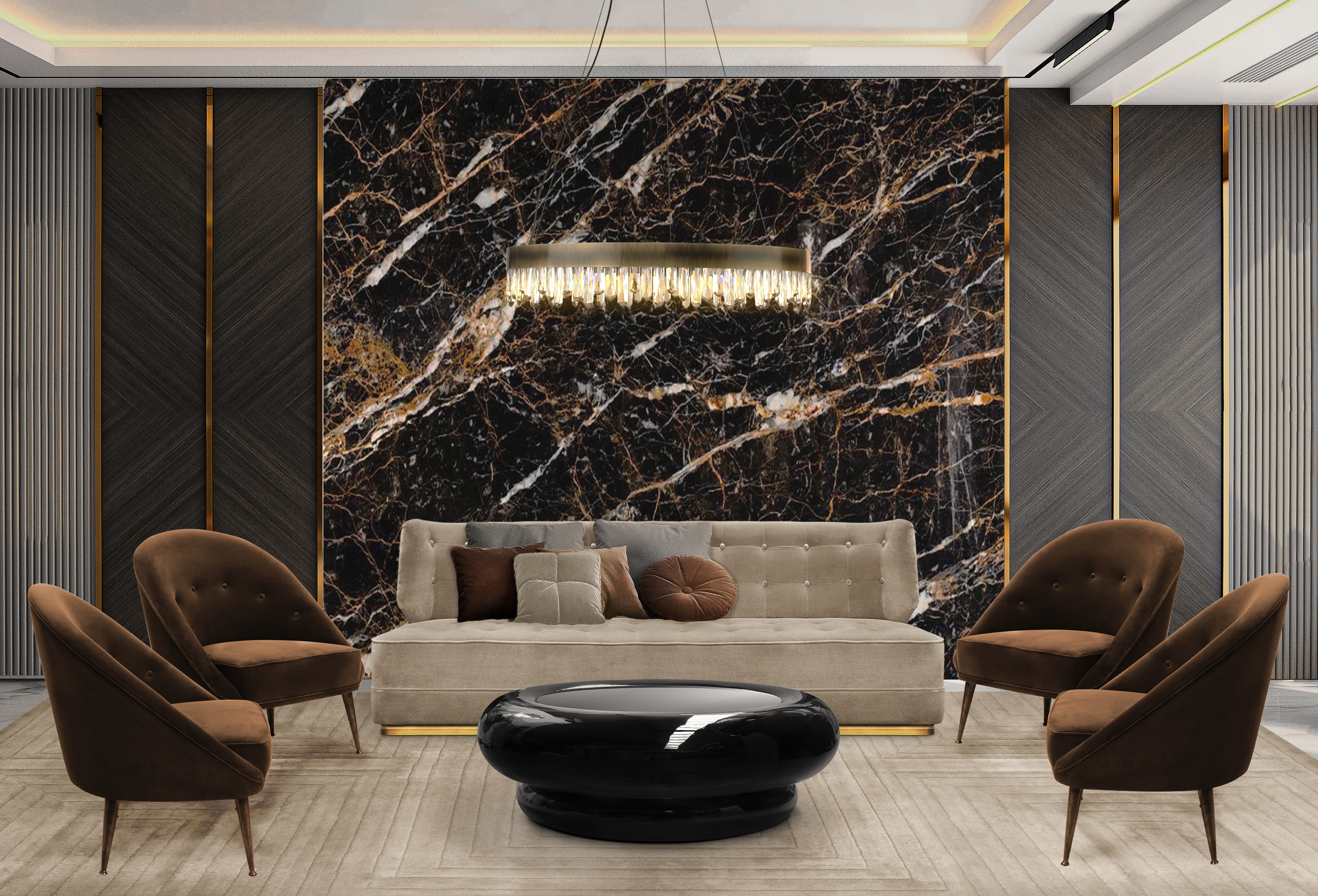 Contemporary Living Room with the neutral White Garden&nbsp;Rug by Rug'Society