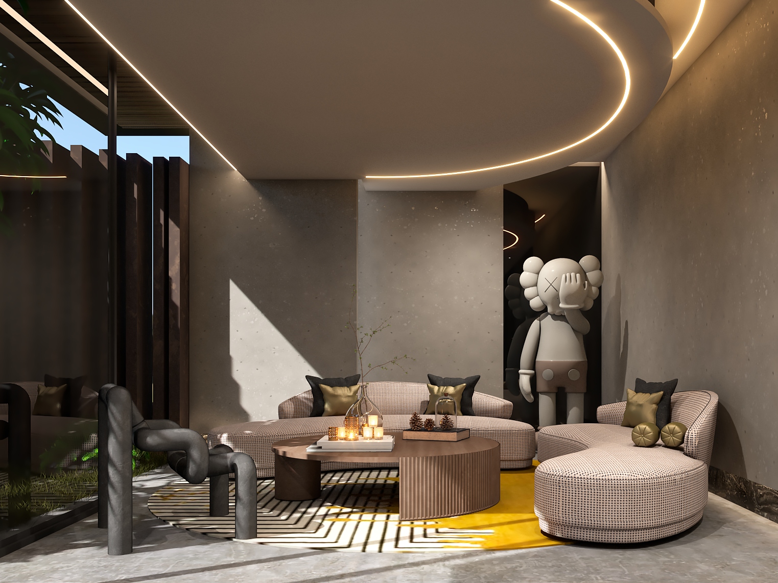 contemporary living room with the vibrant VALENCIA&nbsp;RUG by Rug'Society