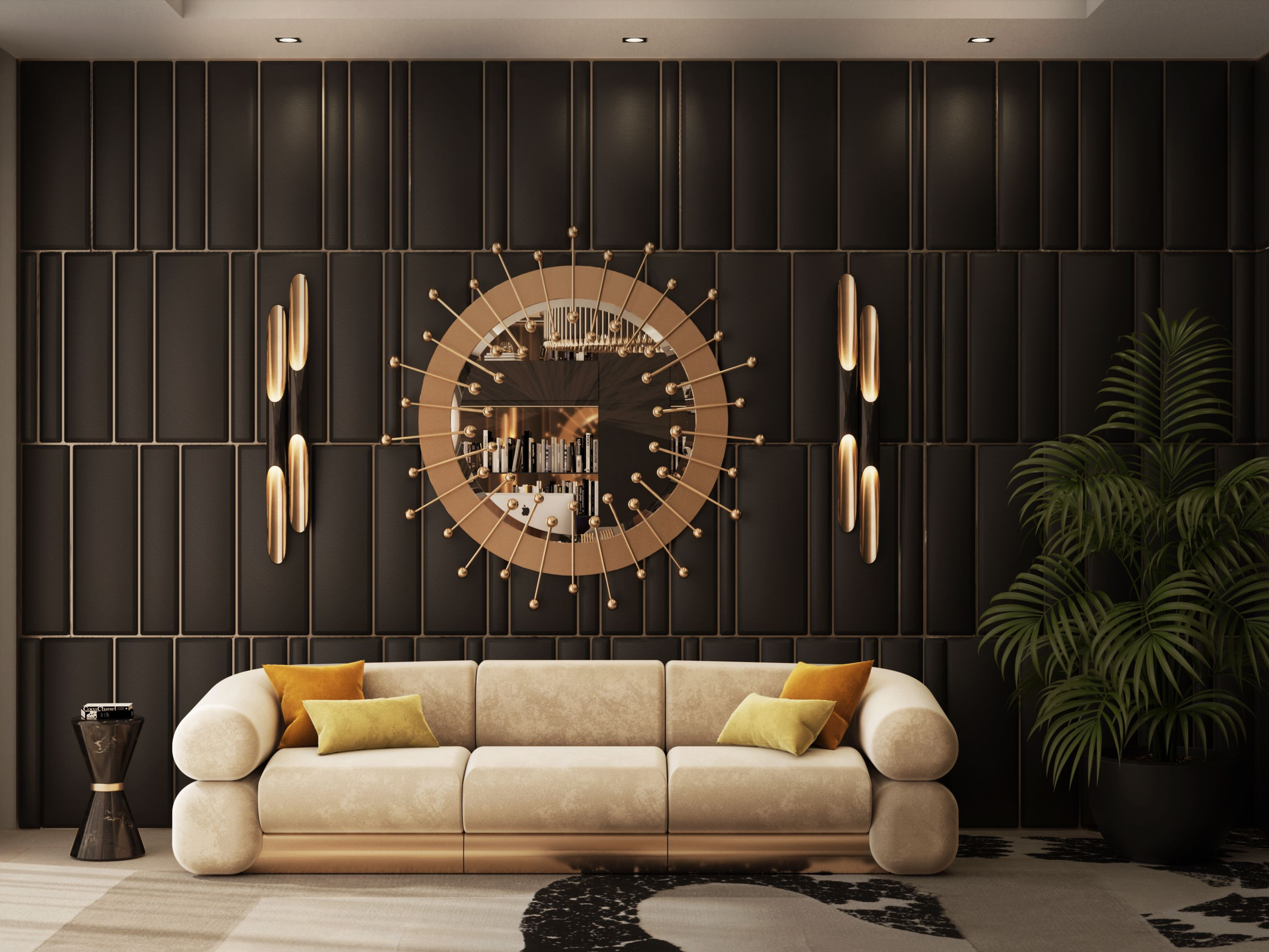 Contemporary Mid-Century Living Room With Imperial Snake Area&nbsp;Rug by Rug'Society