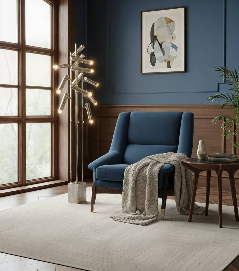Contemporary Reading Retreat With White Garden&nbsp;Rug by Rug'Society