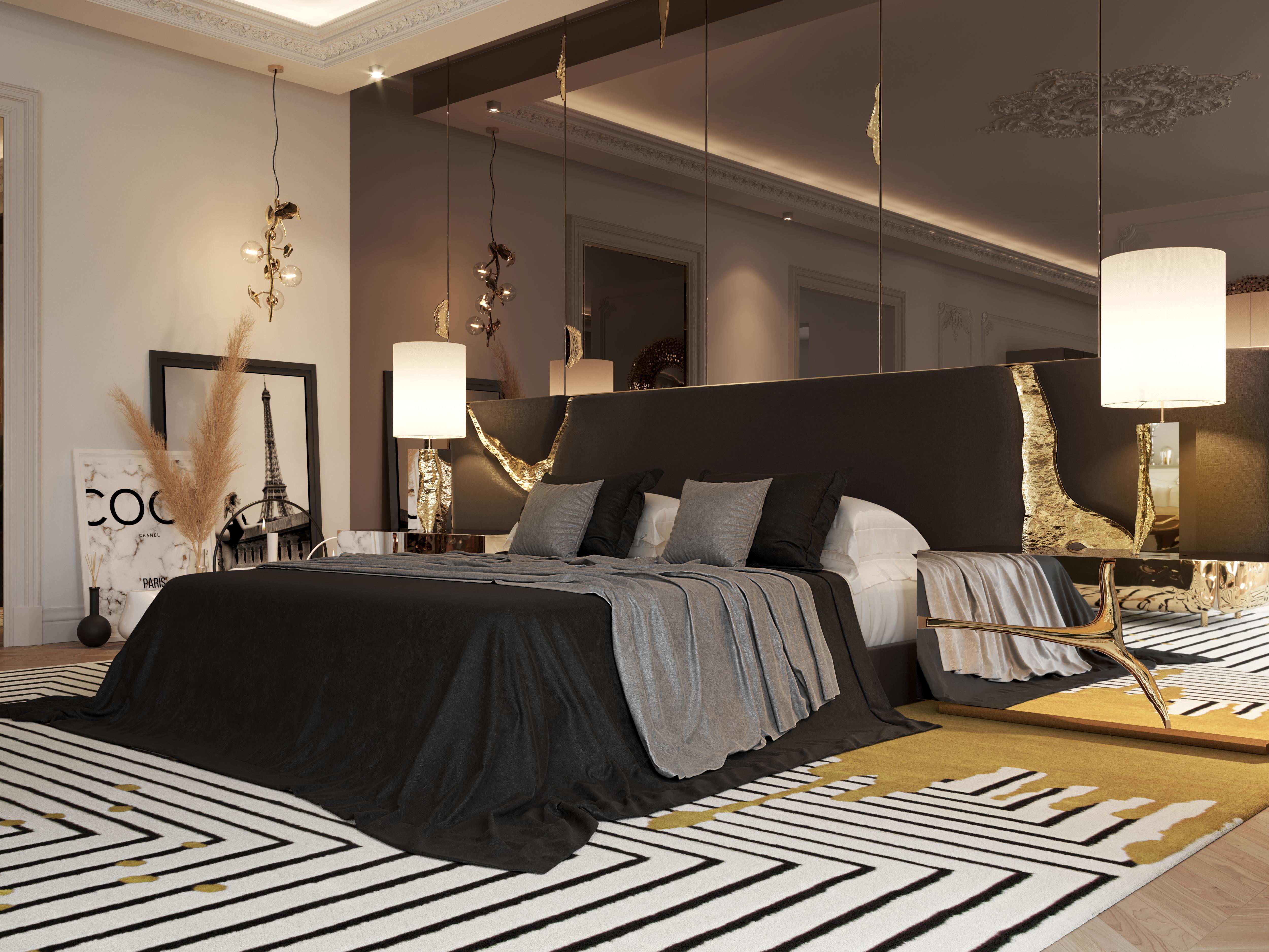 DARK AND MODERN BEDROOM WITH OUR AMAZING VALENCIA&nbsp;RUG by Rug'Society