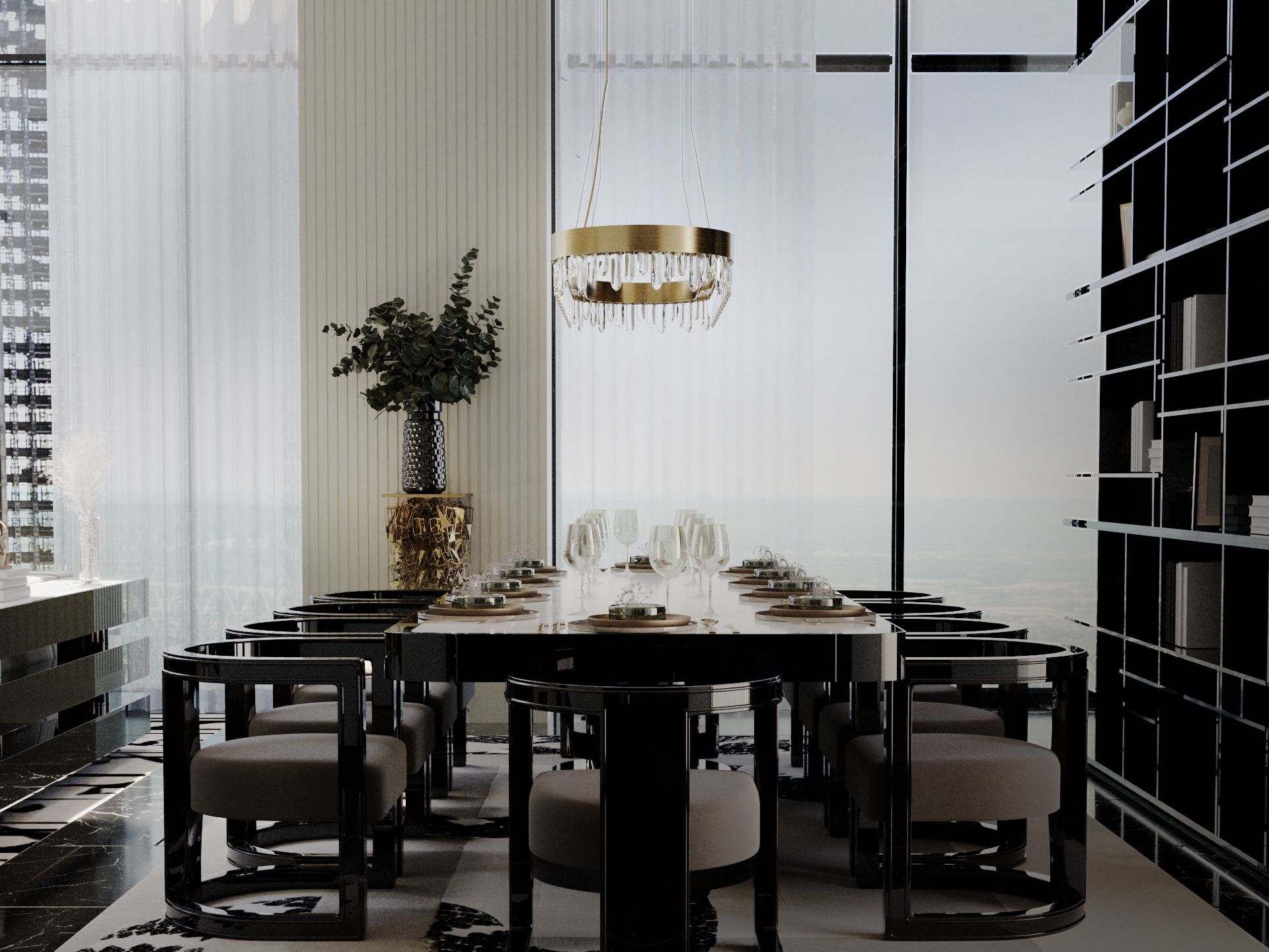Darkened Dining Room Ambiance with the Imperial Snake&nbsp;Rug by Rug'Society