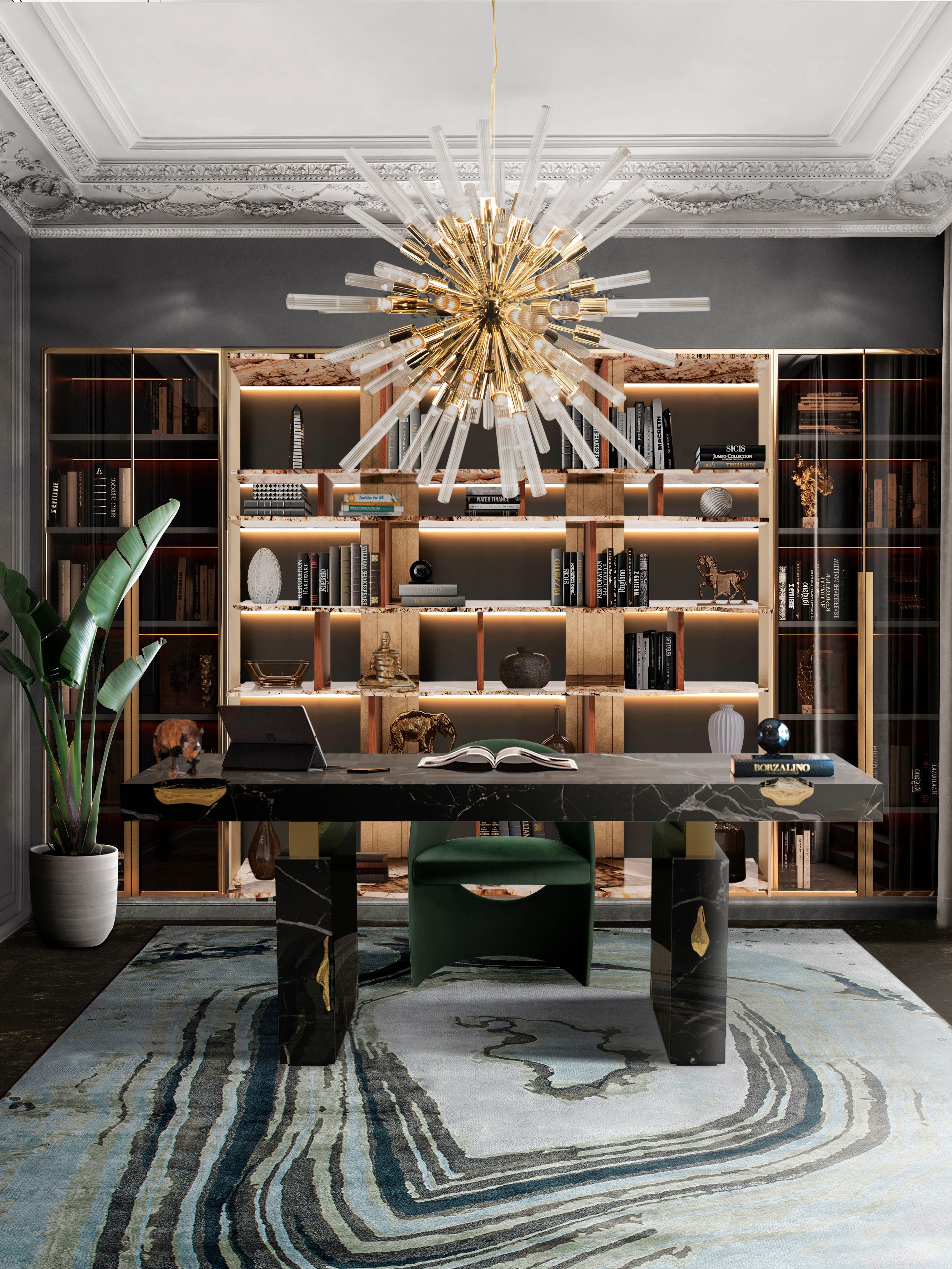 Dazzling Office Space with Modern and Neutral Agatha&nbsp;Rug by Rug'Society