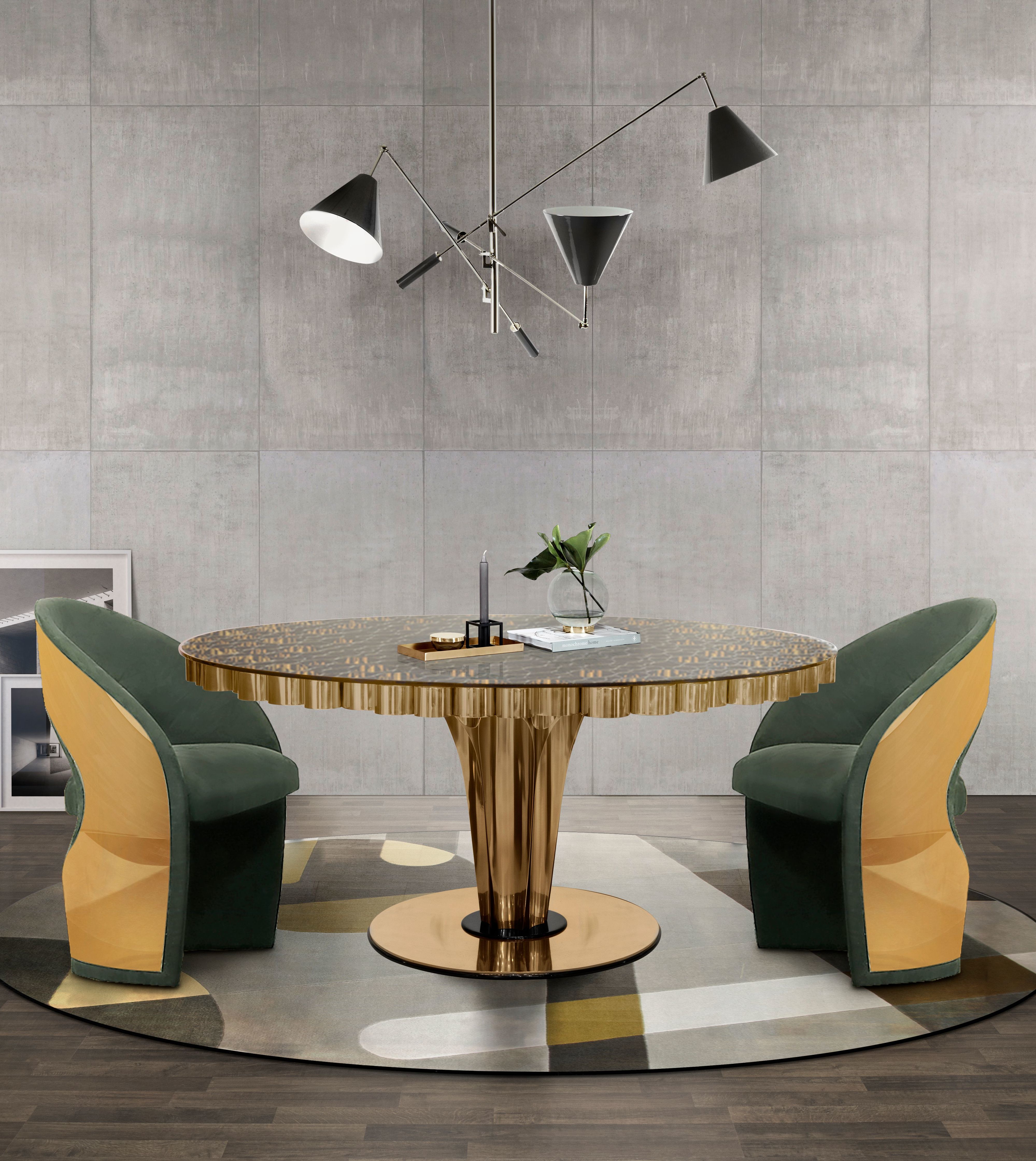 Dining Room With The Curved Shapes&nbsp;Trend by Rug'Society