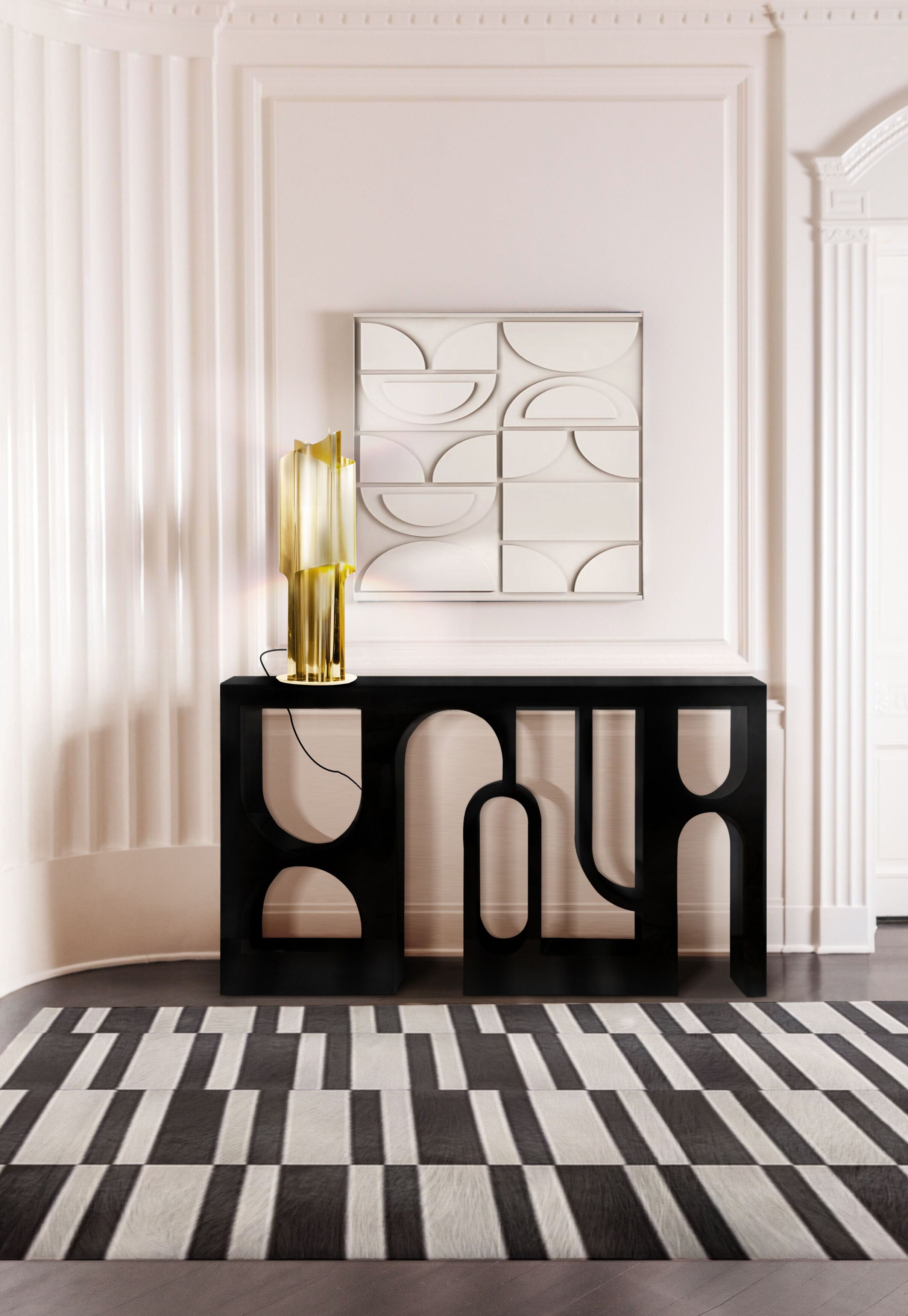 Discreet Hallway With Mila Leather&nbsp;Rug by Rug'Society