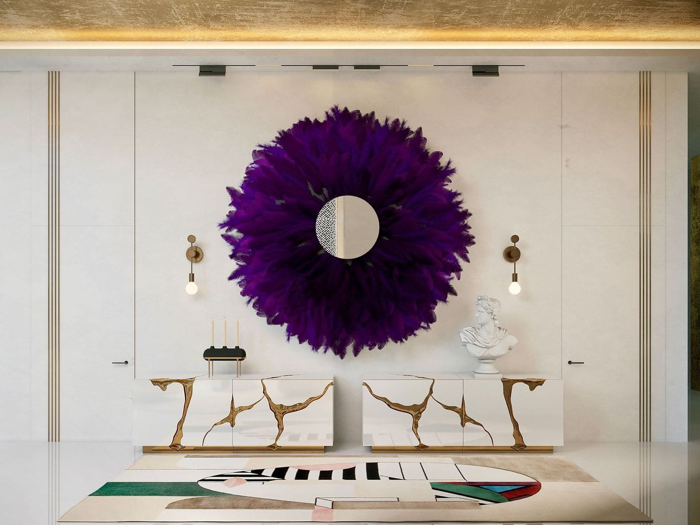 Eclectic Hallway With Modern Details And An Irreverent Rug&nbsp;Design by Rug'Society