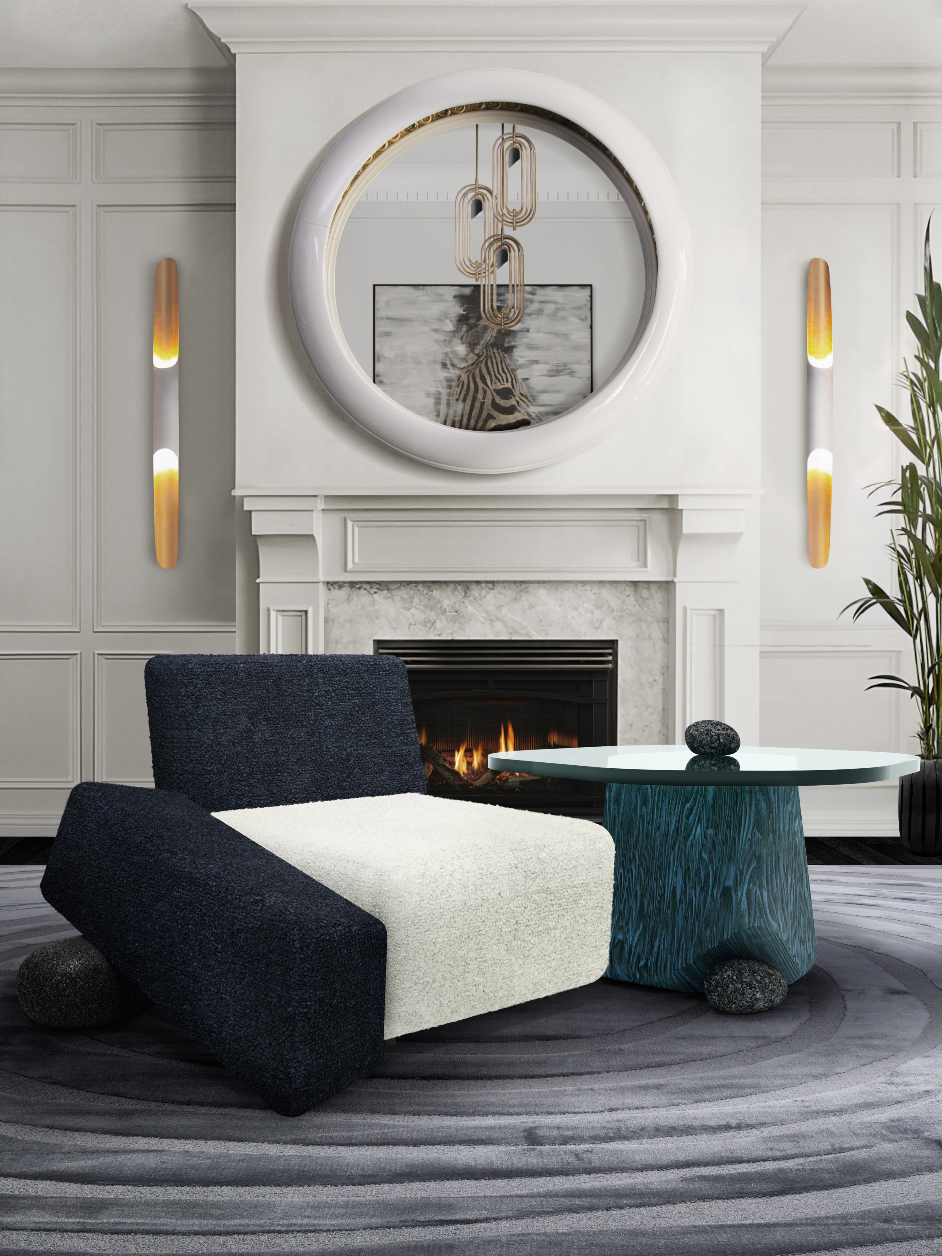 Elegant and Sophisticated living room with Eye&nbsp;rug by Rug'Society