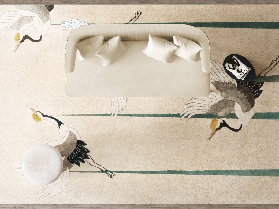 Elegant and Sophisticated Living Room With Heron&nbsp;Rug by Rug'Society