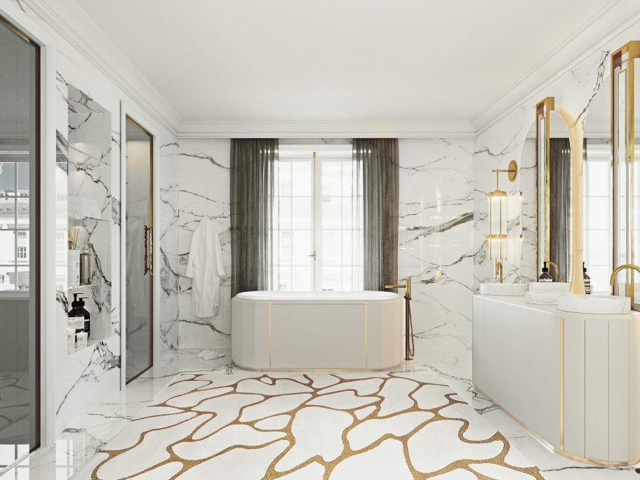 Elegant Bathroom Design With Cell&nbsp;Rug by Rug'Society