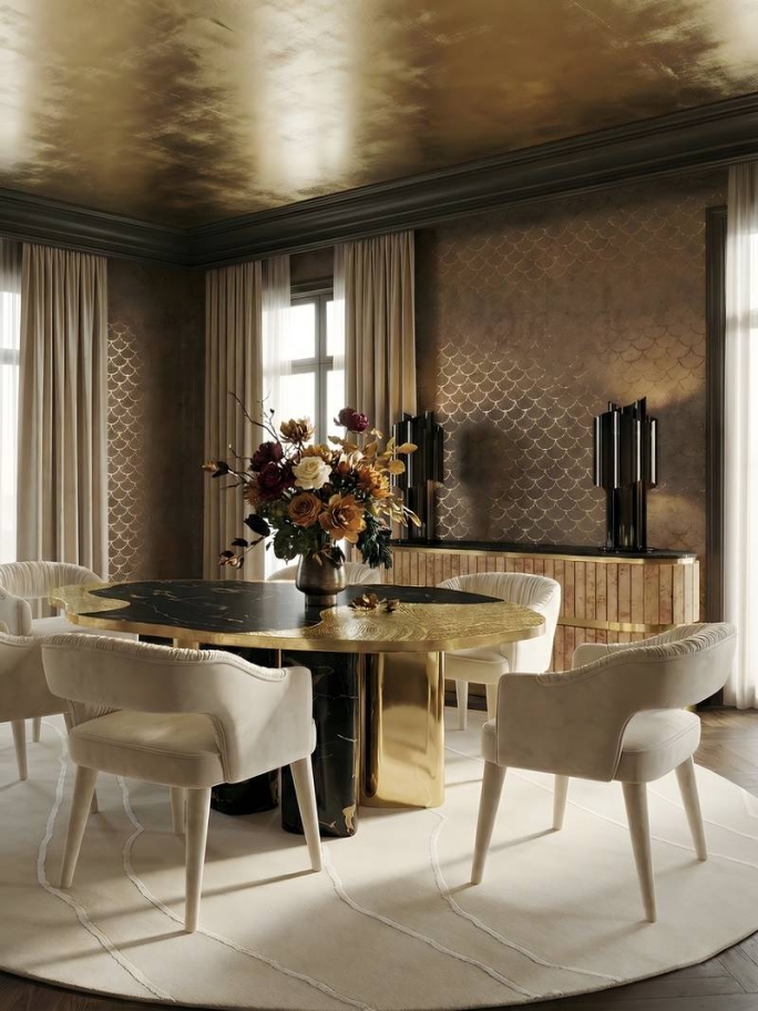 Elegant Contemporary Dining Room With Warao Rug II - Rug'Society