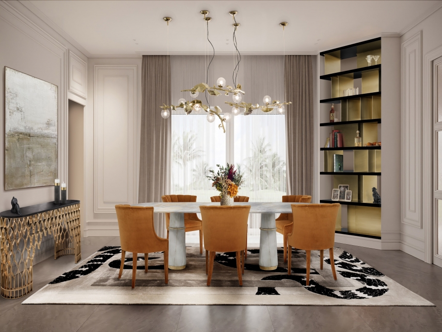 Elegant Luxury Dining Room With Imperial Snake Rug - Rug'Society