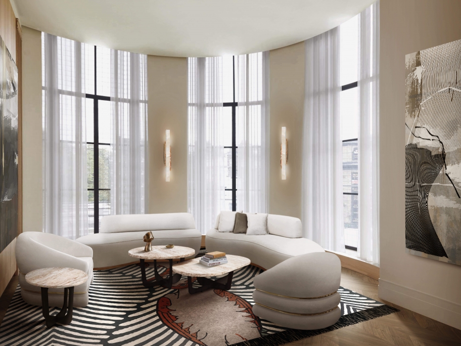 Elegant Modern Living Room Design With Couple Square&nbsp;Rug by Rug'Society