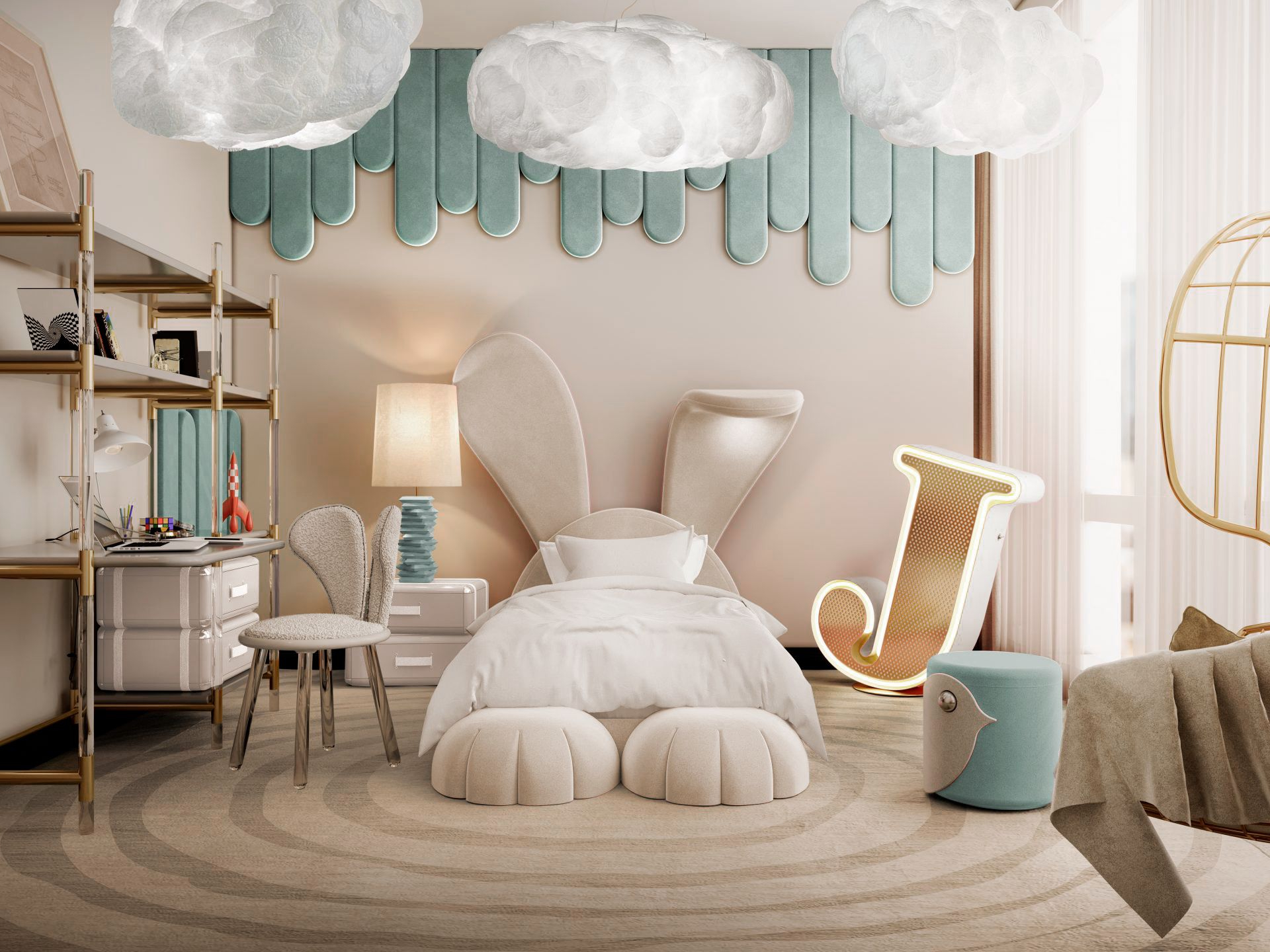 Exciting Kid's Bedroom With The Neutral Version of the Eye&nbsp;Rug by Rug'Society