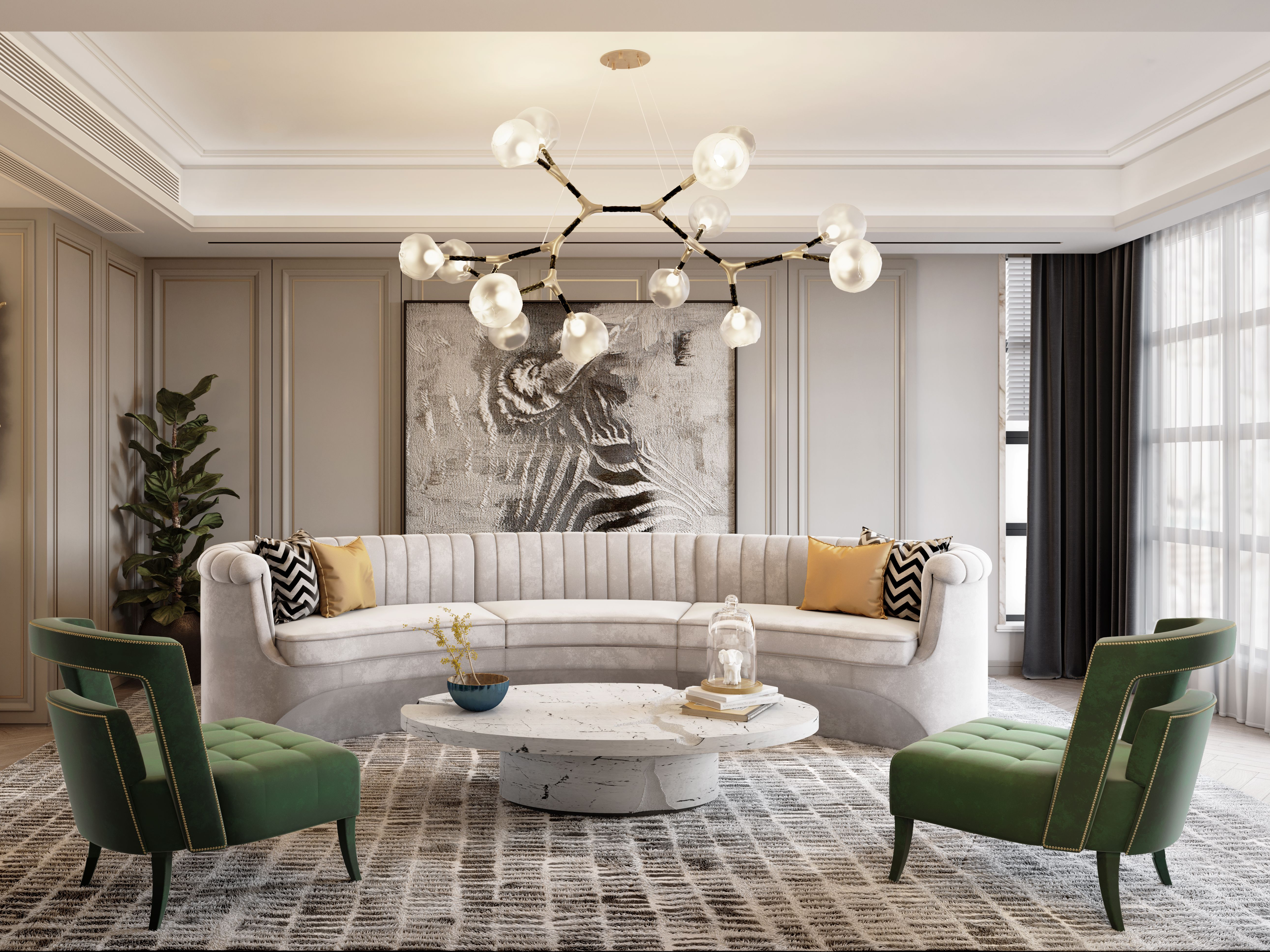 Fluid Shaped Living Room With Coll&nbsp;Rug by Rug'Society
