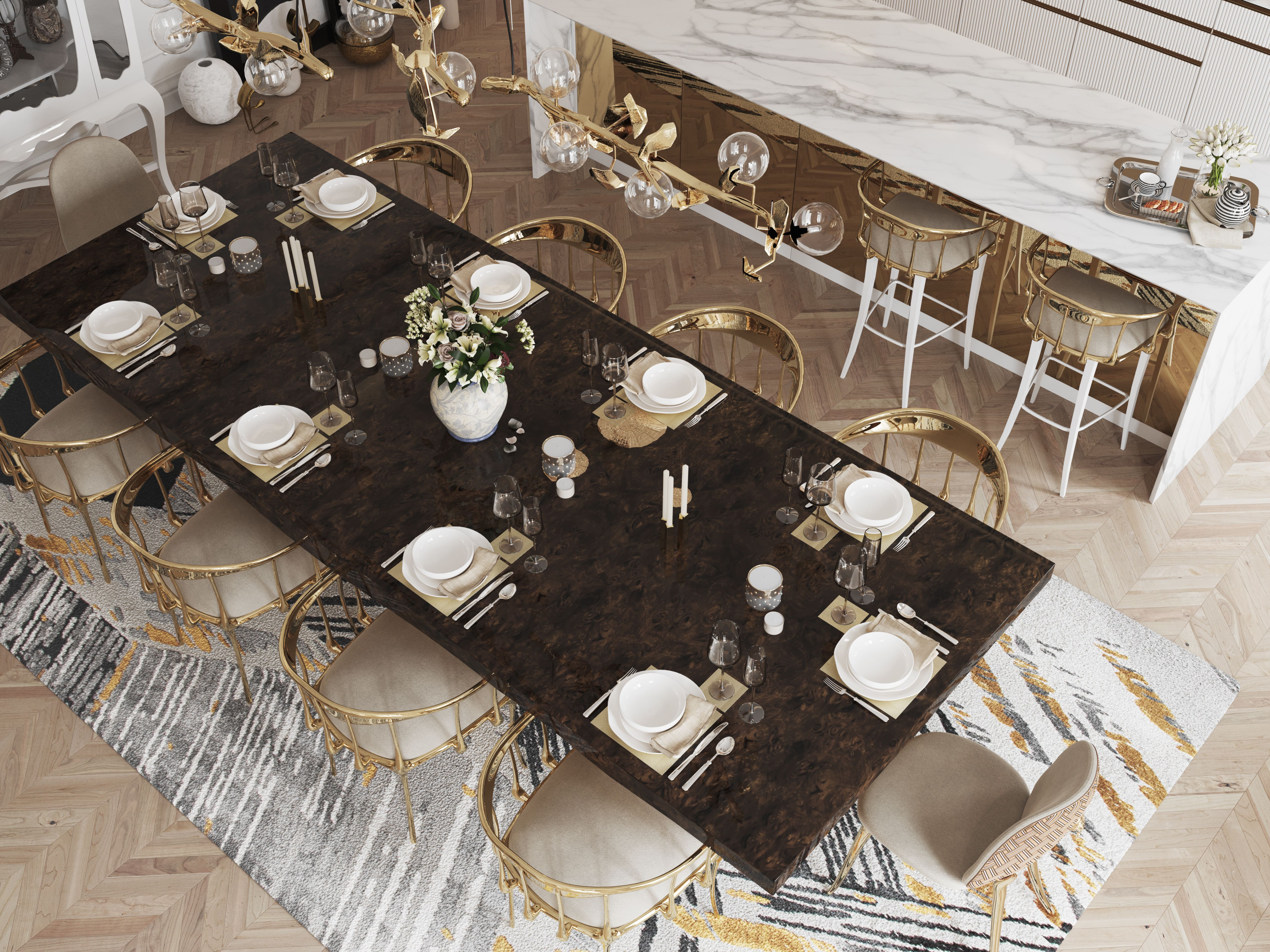 Geometric Dining Room Ambiance with the Illustrious Xisto&nbsp;Rug by Rug'Society