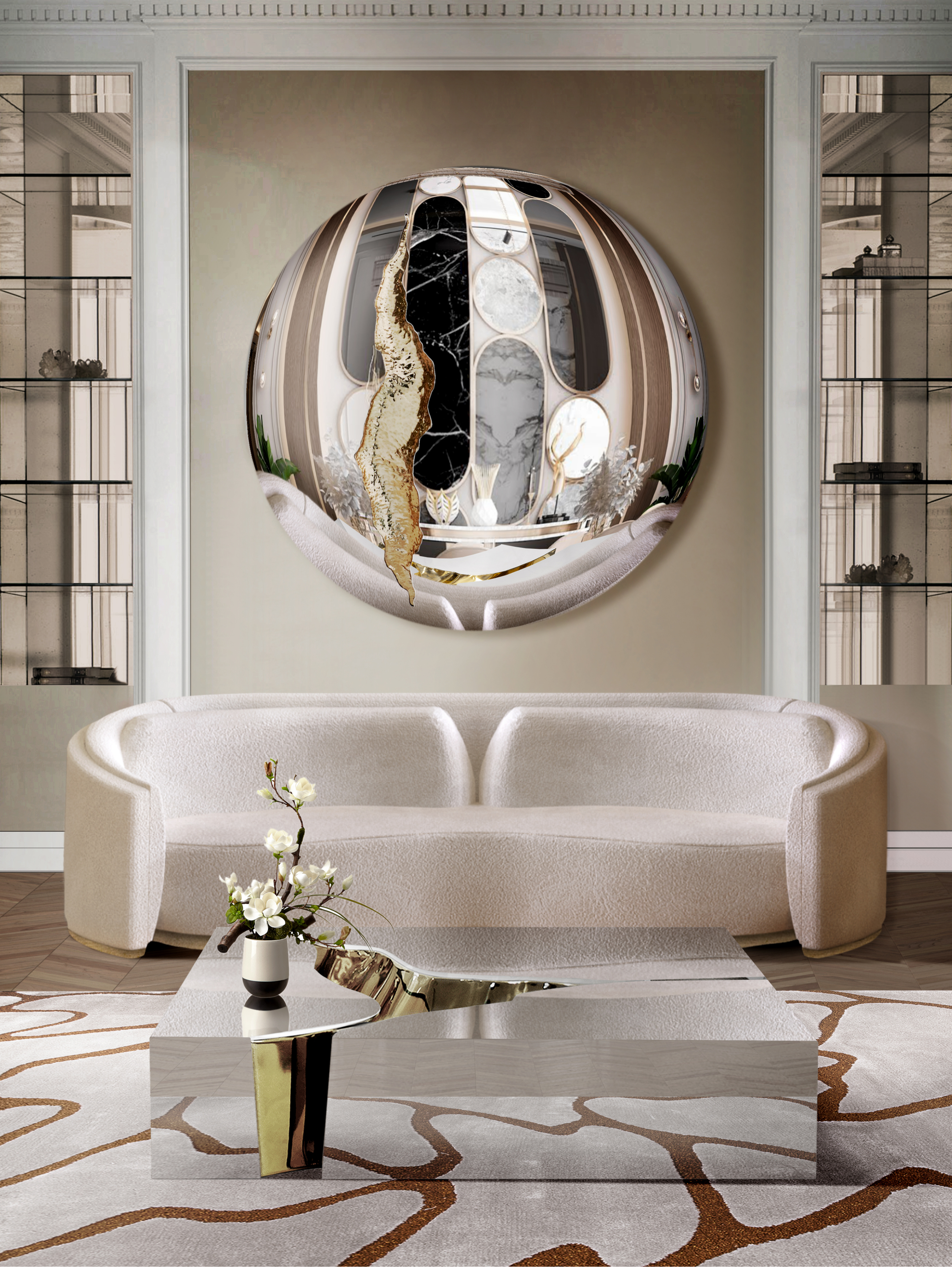 Glaring and Luxurious Living room with Cell&nbsp;rug by Rug'Society