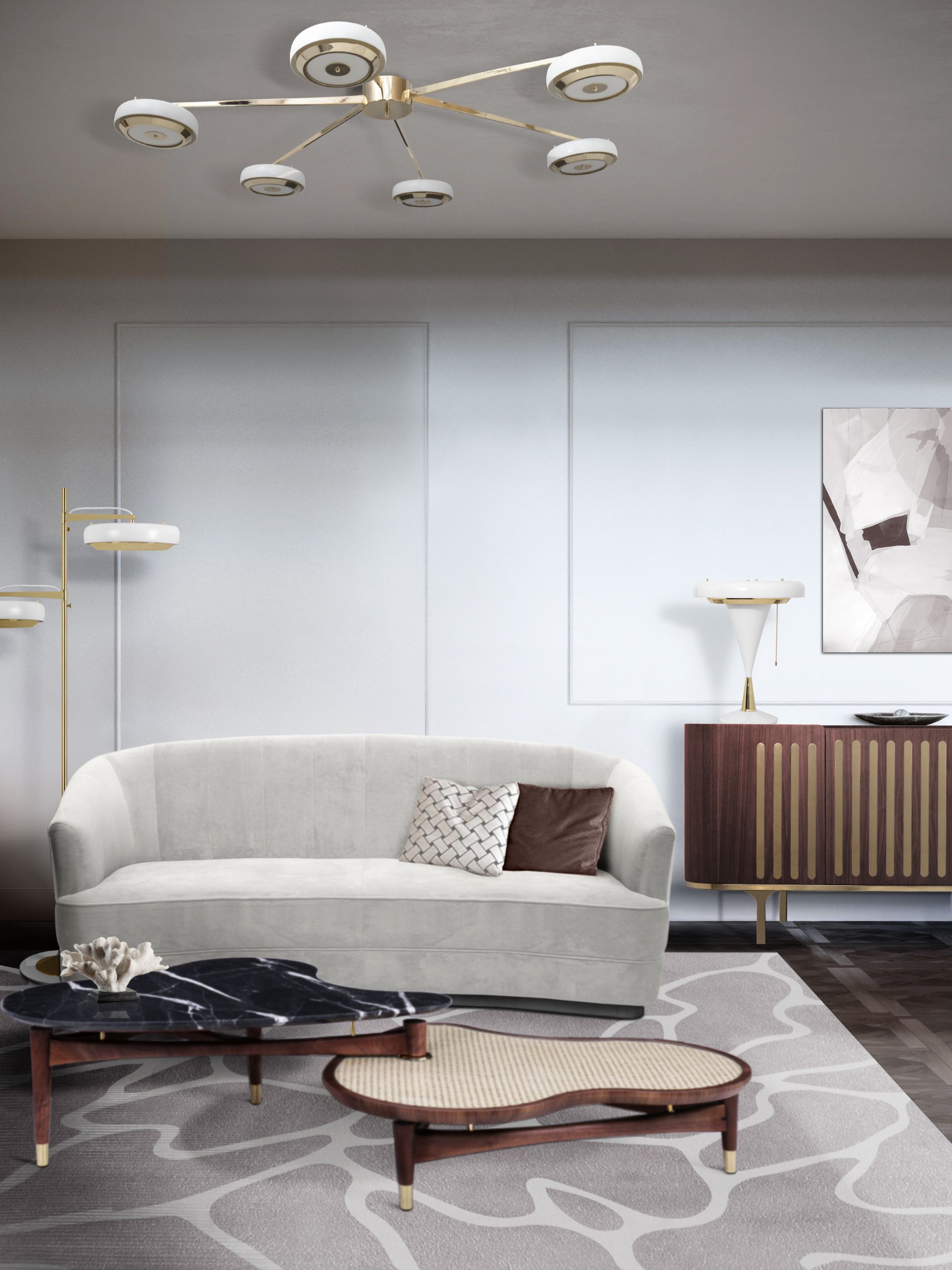 Good Gray Living Room With Cell&nbsp;Rug by Rug'Society