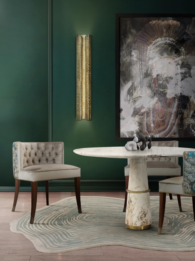 Green-Toned Modern Dining Room With Loode&nbsp;Rug by Rug'Society