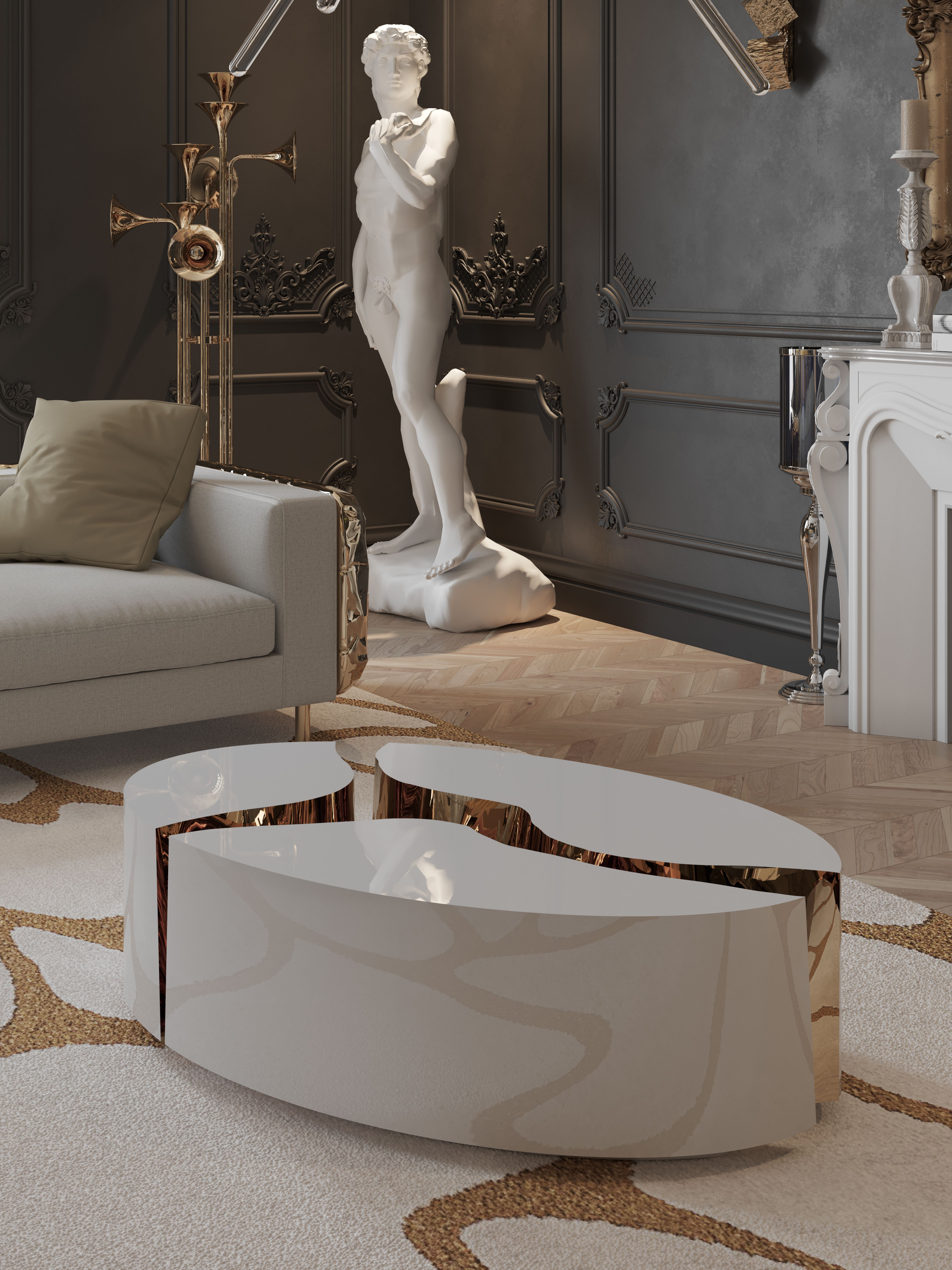 High-end and Neutral Living Room with the Unique Cell&nbsp;Rug by Rug'Society