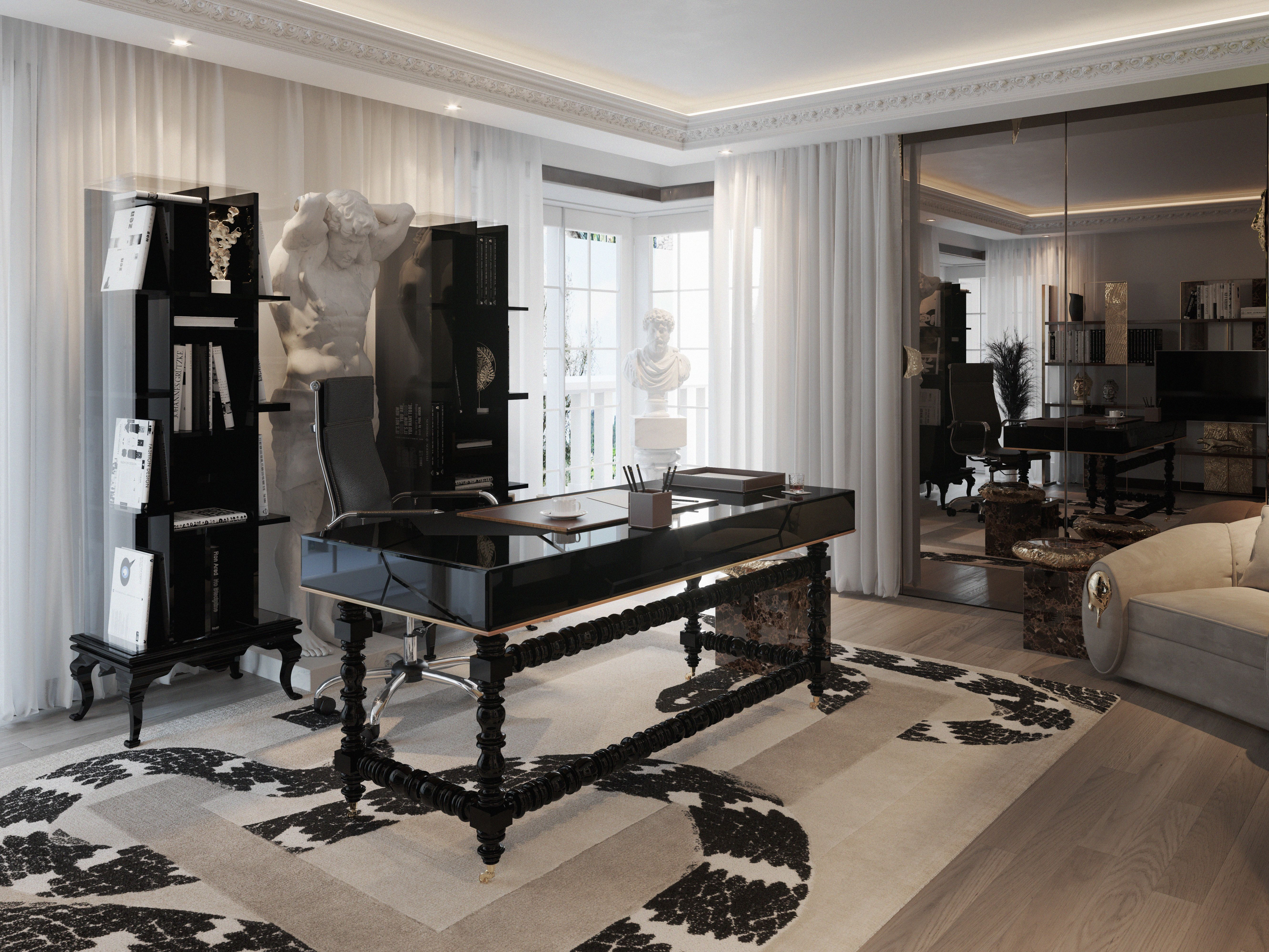 High-end and Neutral Office with Imperial Snake&nbsp;Rug by Rug'Society