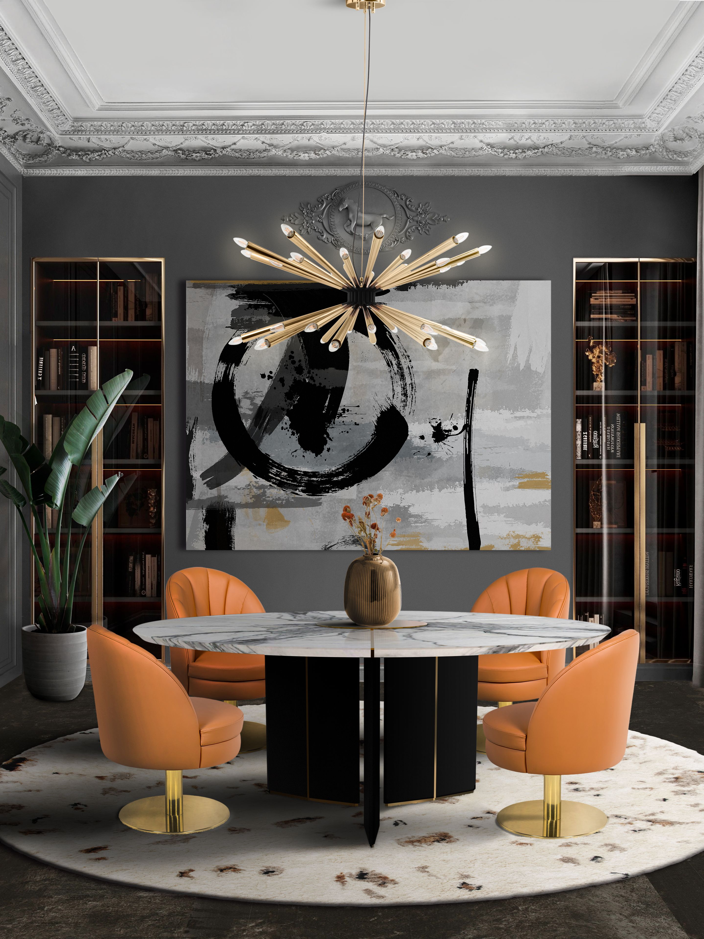 High-end Dining Room with Shaggy Oslo&nbsp;Rug by Rug'Society