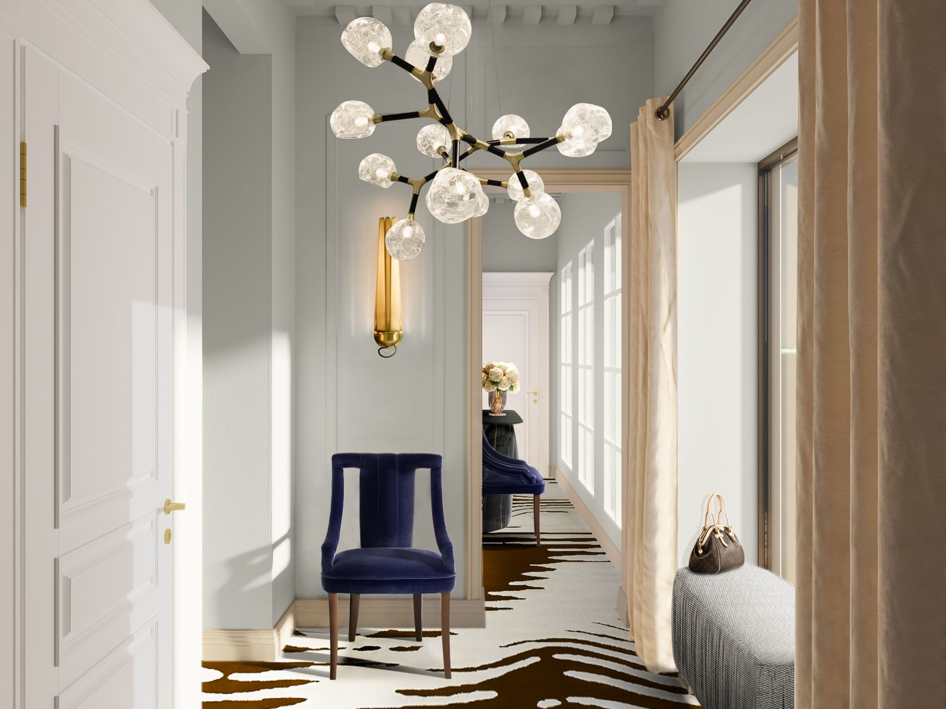 Illutrious Hallway Design with the Kotta Rug, Leading with Neutral&nbsp;Modernity by Rug'Society